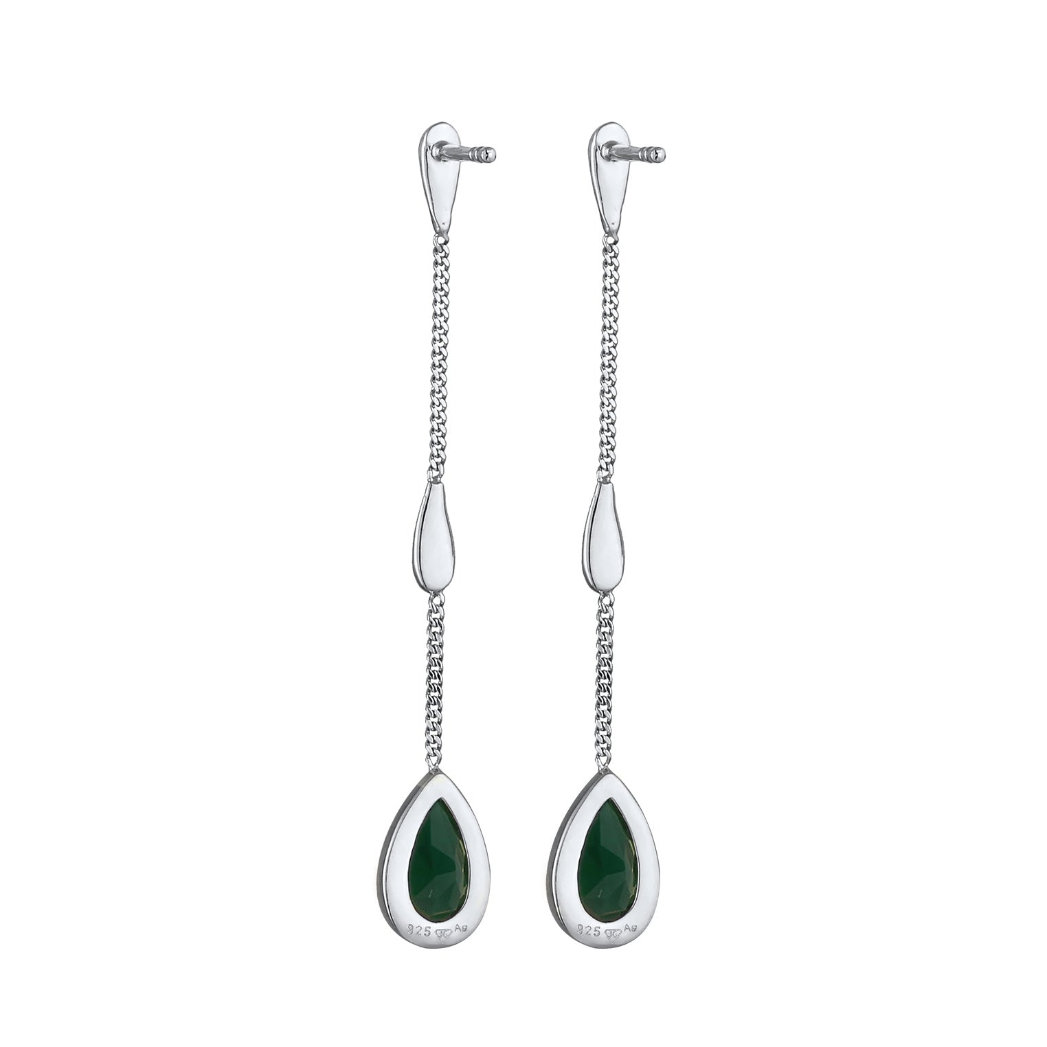 Silber - Elli | Ohrstecker Tropfen | Quarz (Grün) | 925 Sterling Silber