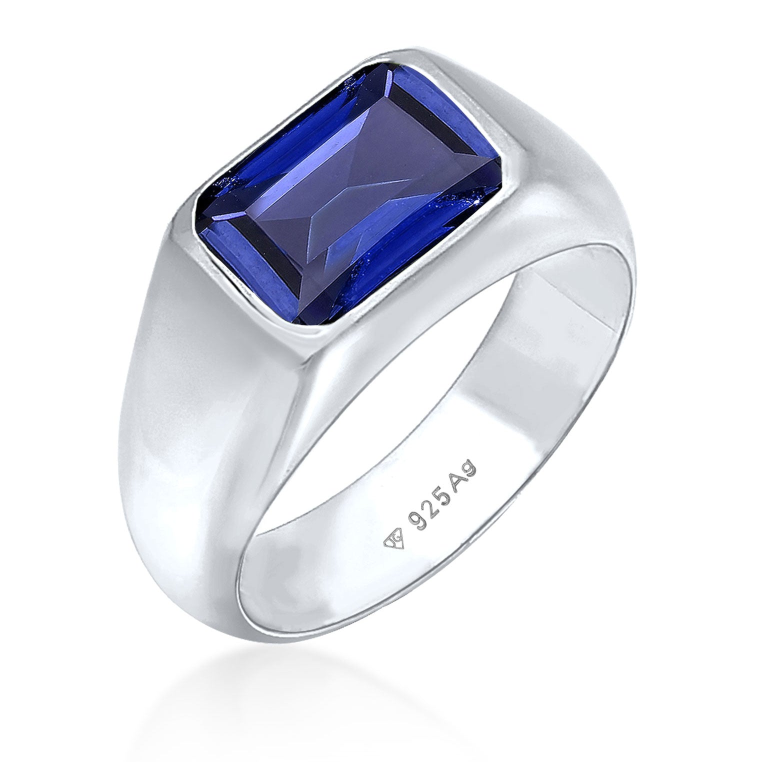 Silber - Elli PREMIUM | Siegelring | Saphir (Blau) | 925 Sterling Silber