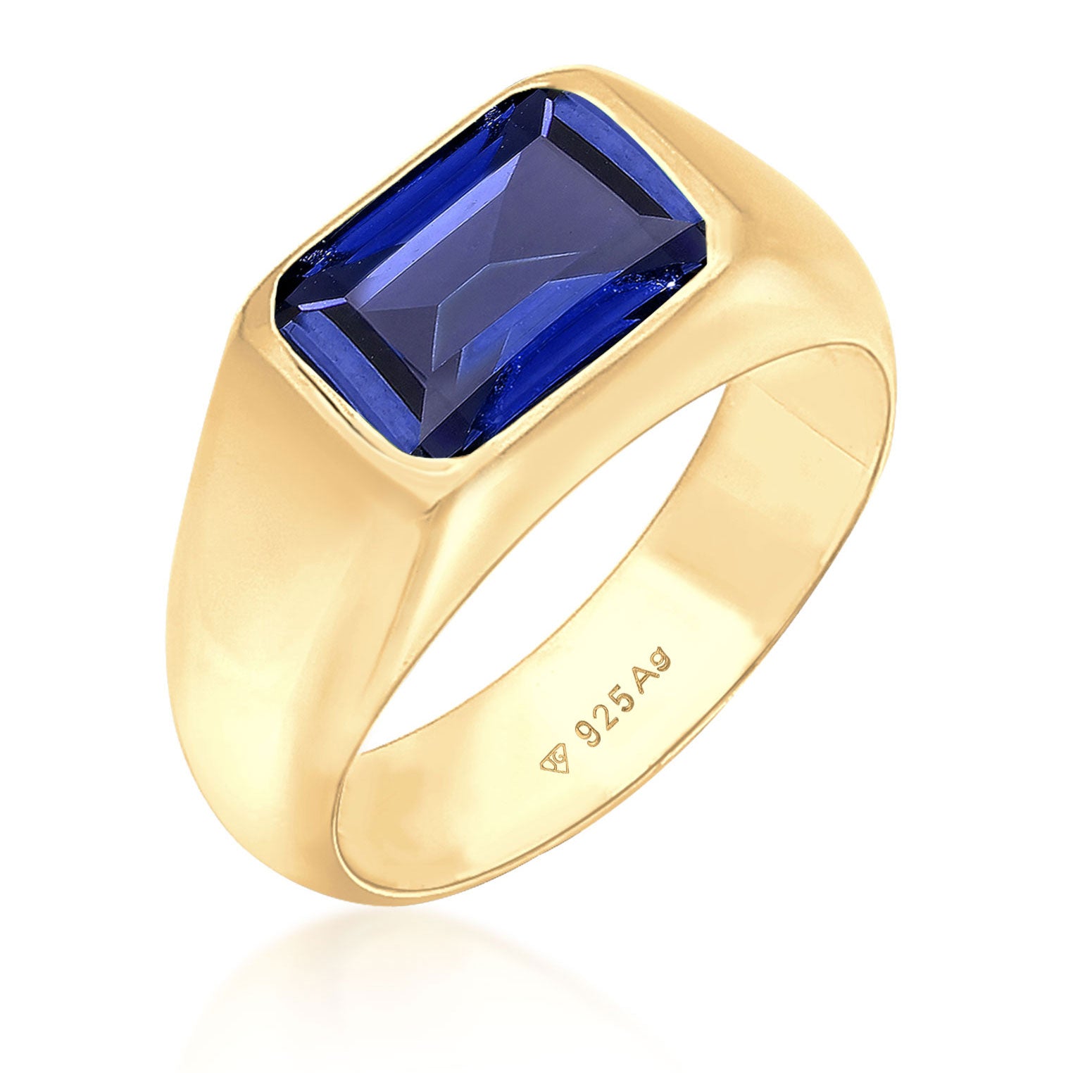 Gold - Elli PREMIUM | Siegelring | Saphir (Blau) | 925 Sterling Silber