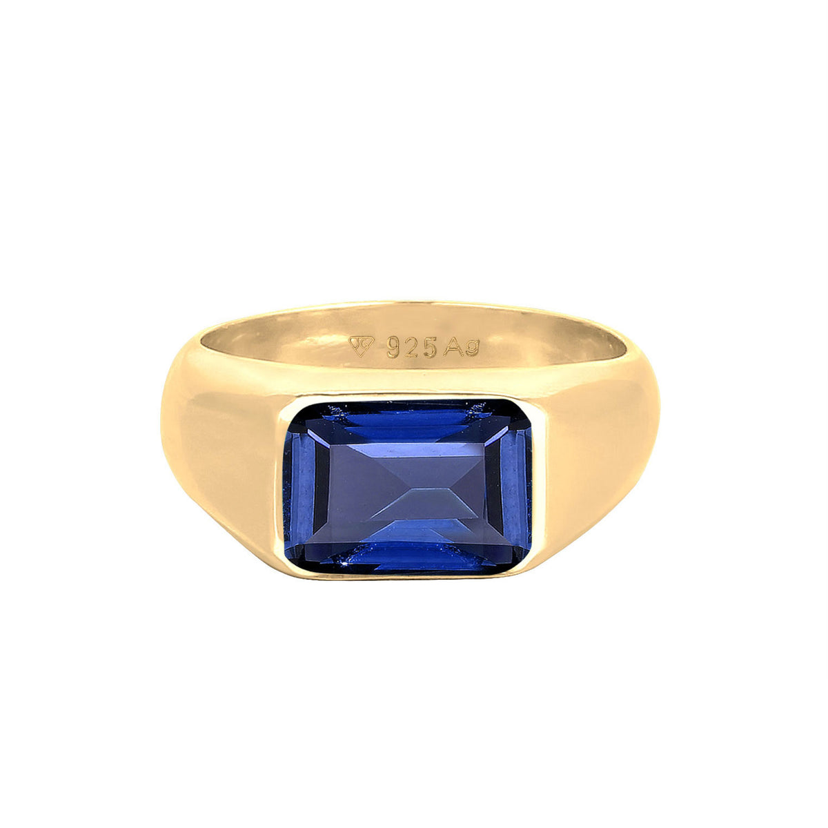 Gold - Elli PREMIUM | Siegelring | Saphir (Blau) | 925 Sterling Silber