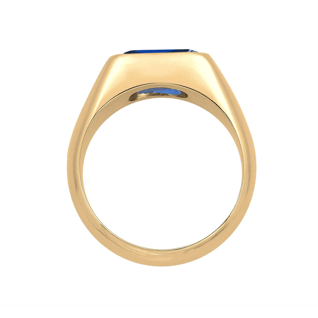 Gold - Elli PREMIUM | Siegelring | Saphir (Blau) | 925 Sterling Silber