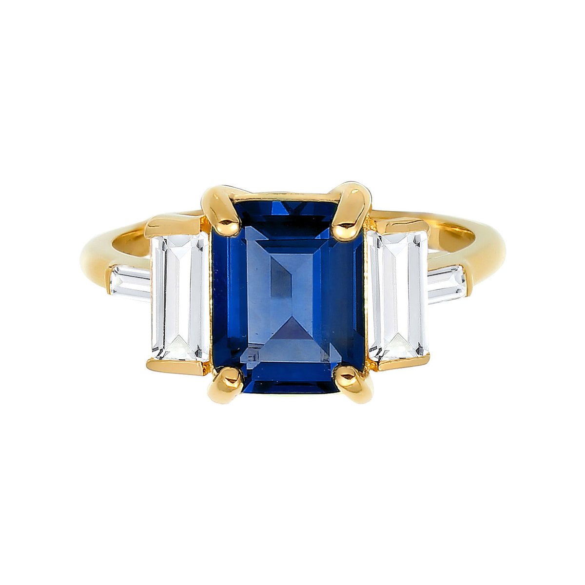 Blau - Elli PREMIUM | Ring | Saphir (Blau) & Topas (Weiß) | 925 Sterling Silber vergoldet