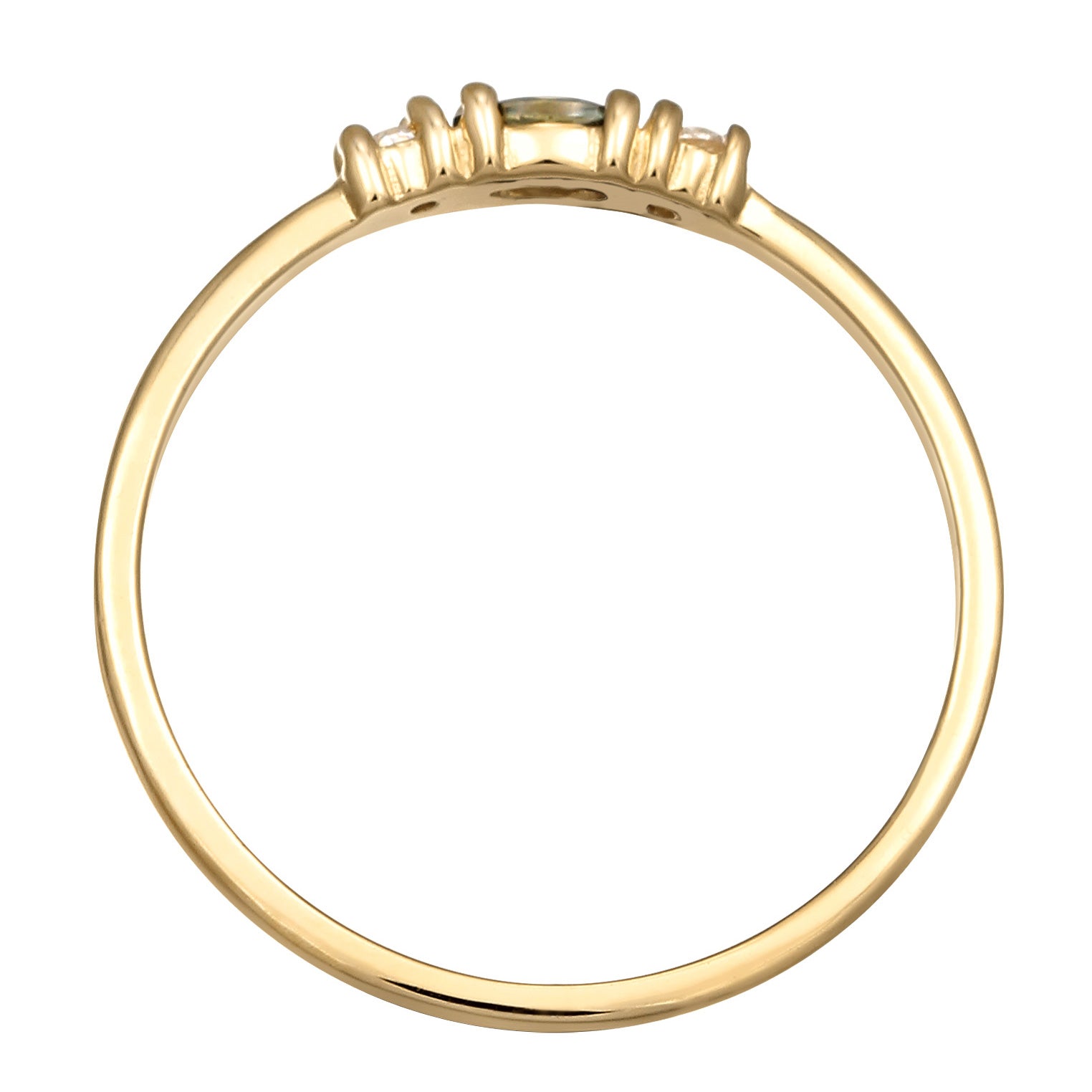 Grün - Elli PREMIUM | Ring Oval | Tourmalin (Grün) & Zirkonia (Weiß) | 375 Gelbgold