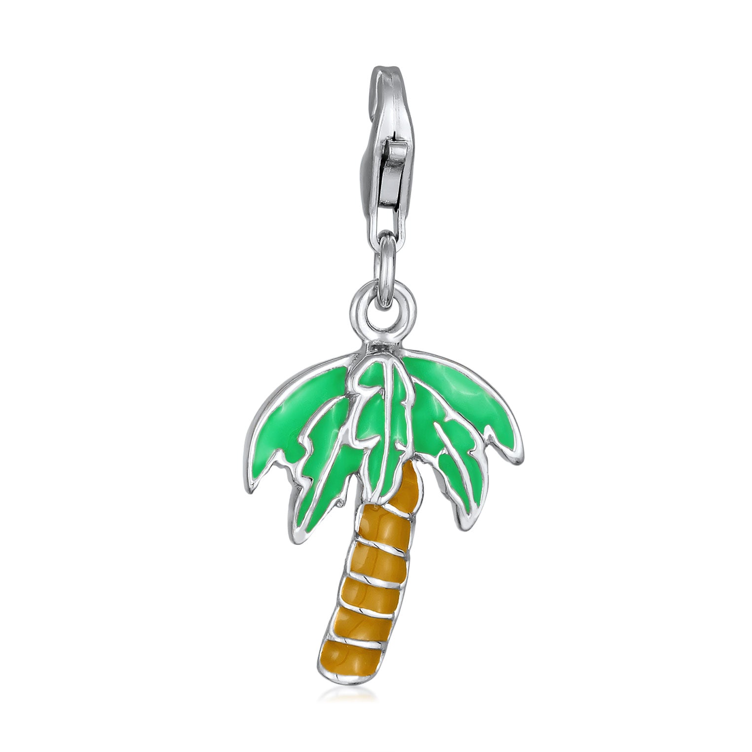 Silber - Elli | Charm Palme Emoji | Emaille | 925 Sterling Silber