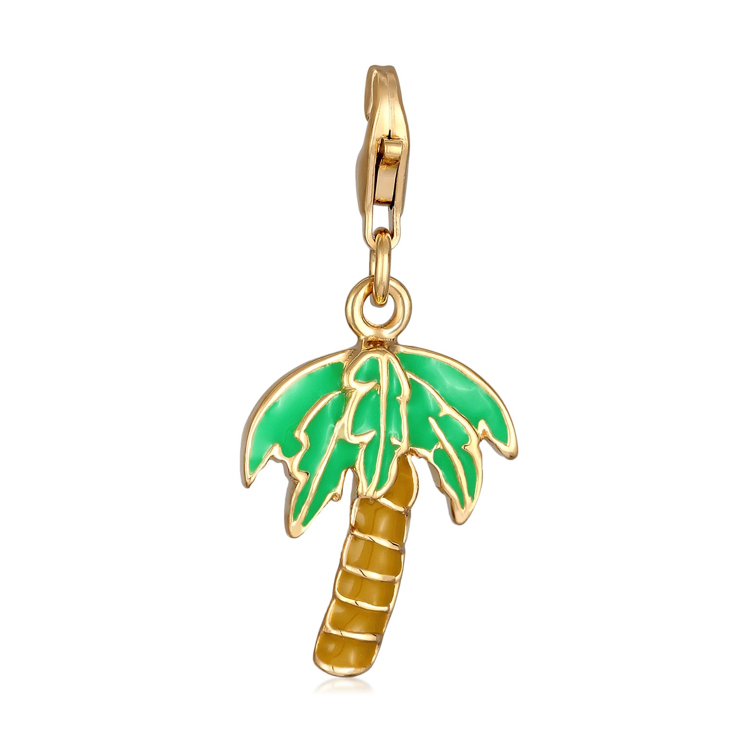 Gold - Elli | Charm Palme | Emaille | 925 Sterling Silber vergoldet