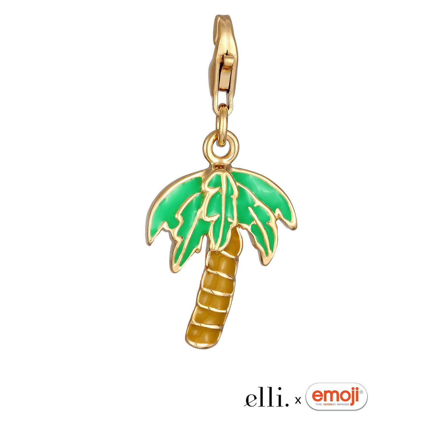 Gold - Elli | Charm Palme Emoji | Emaille | 925 Sterling Silber vergoldet