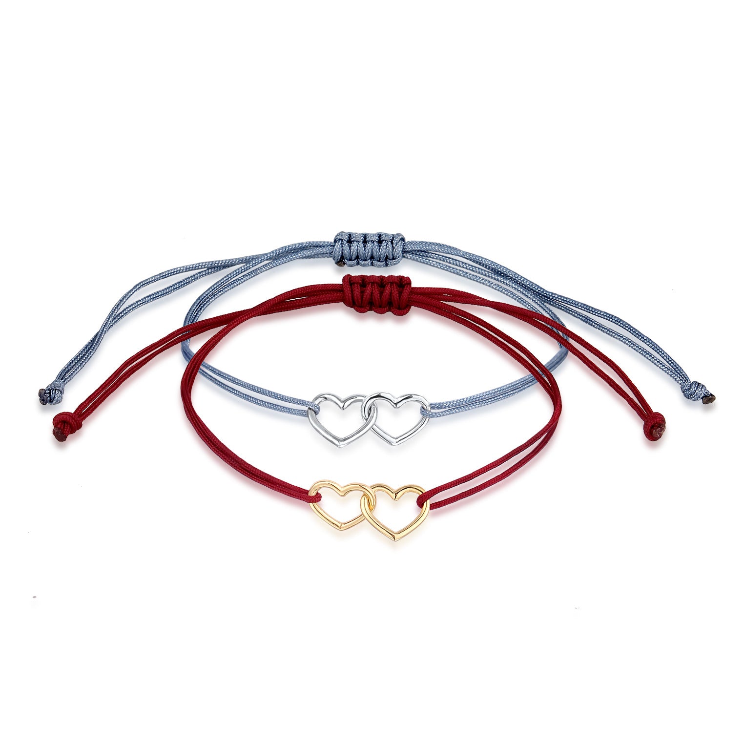 Zweifarbig - Elli | Armband Herz (Bicolor) | Nylon | 925 Sterling Silber vergoldet