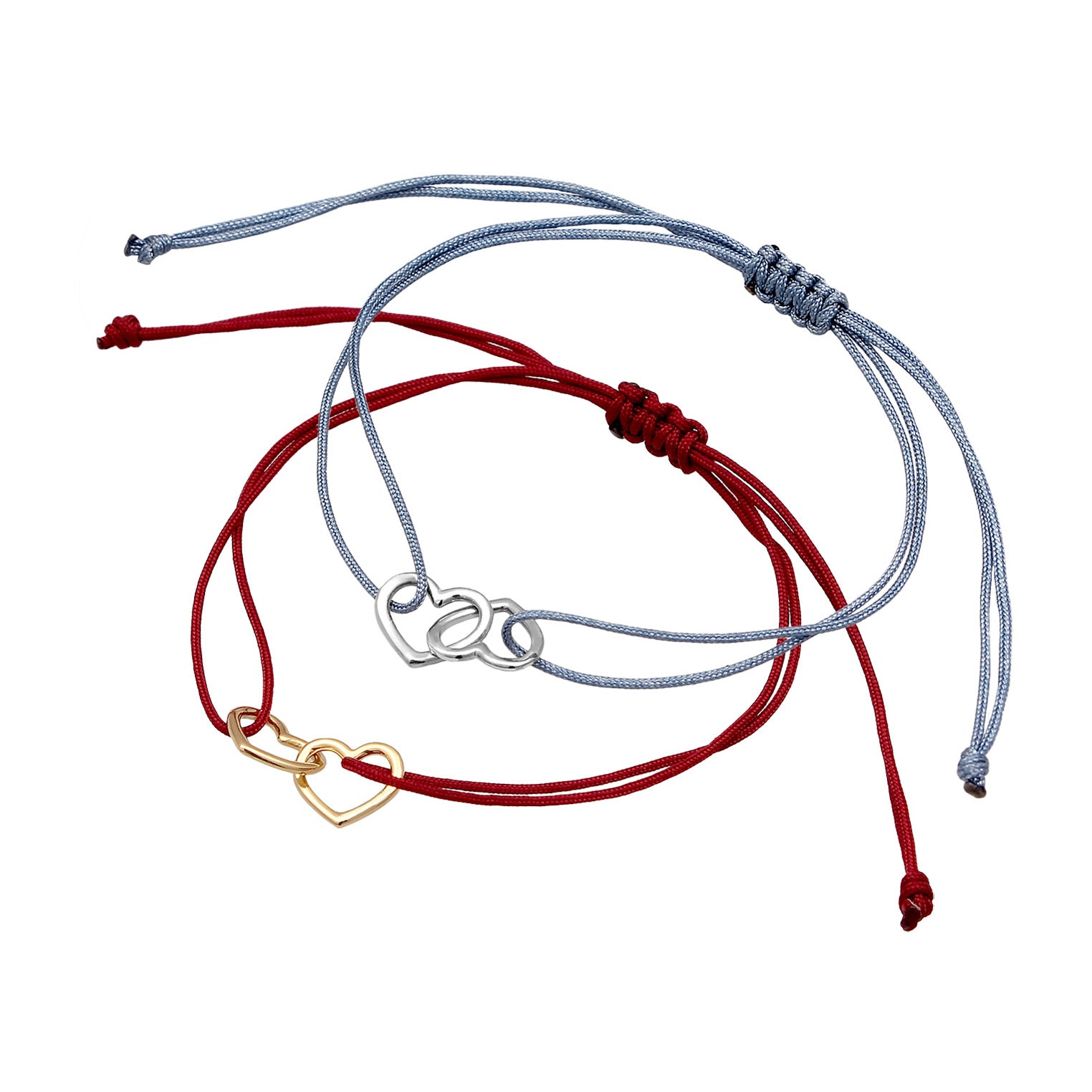 Zweifarbig - Elli | Armband Herz (Bicolor) | Nylon | 925 Sterling Silber vergoldet