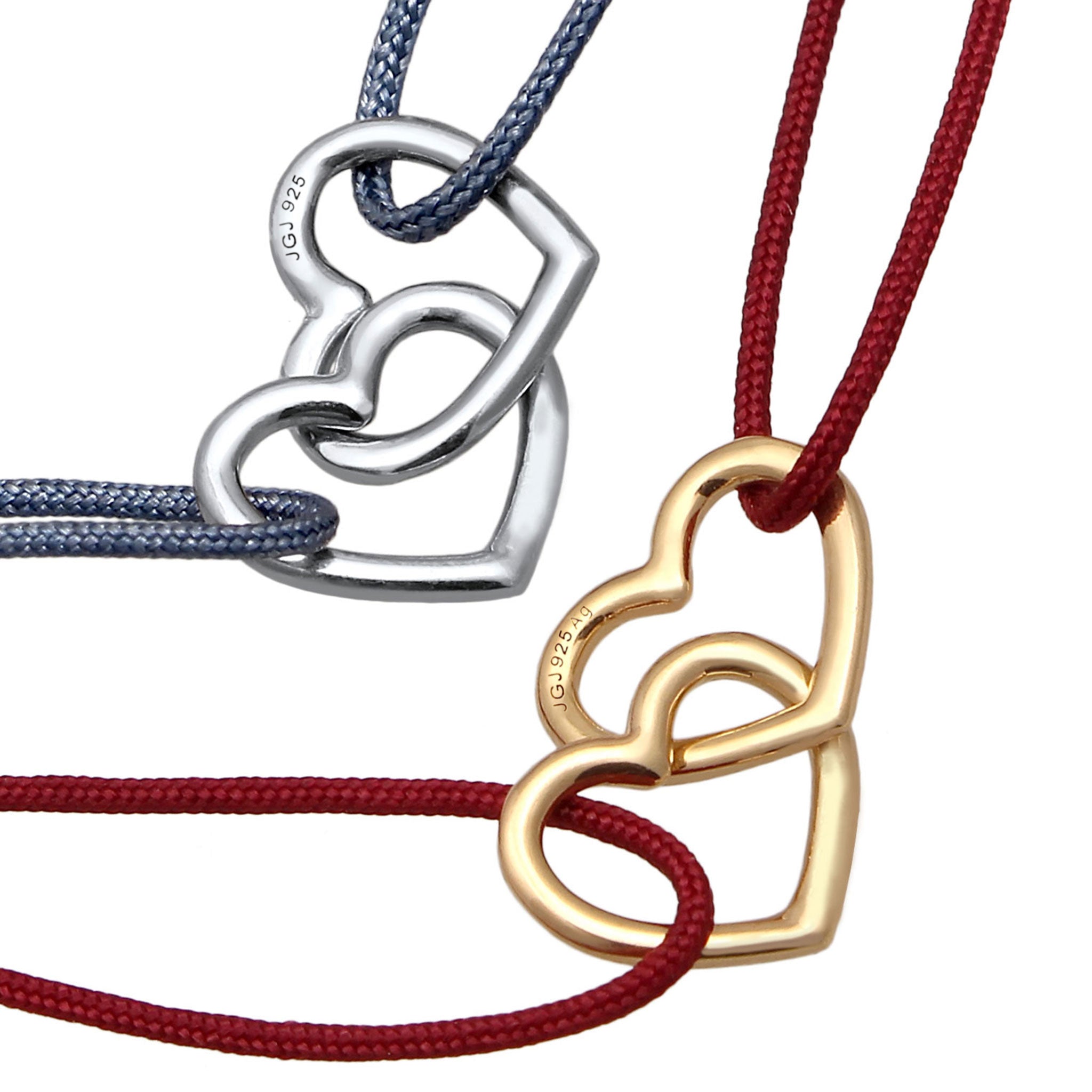 Zweifarbig - Elli | Armband Herz (Bicolor) | Nylon | 925 Sterling Silber vergoldet