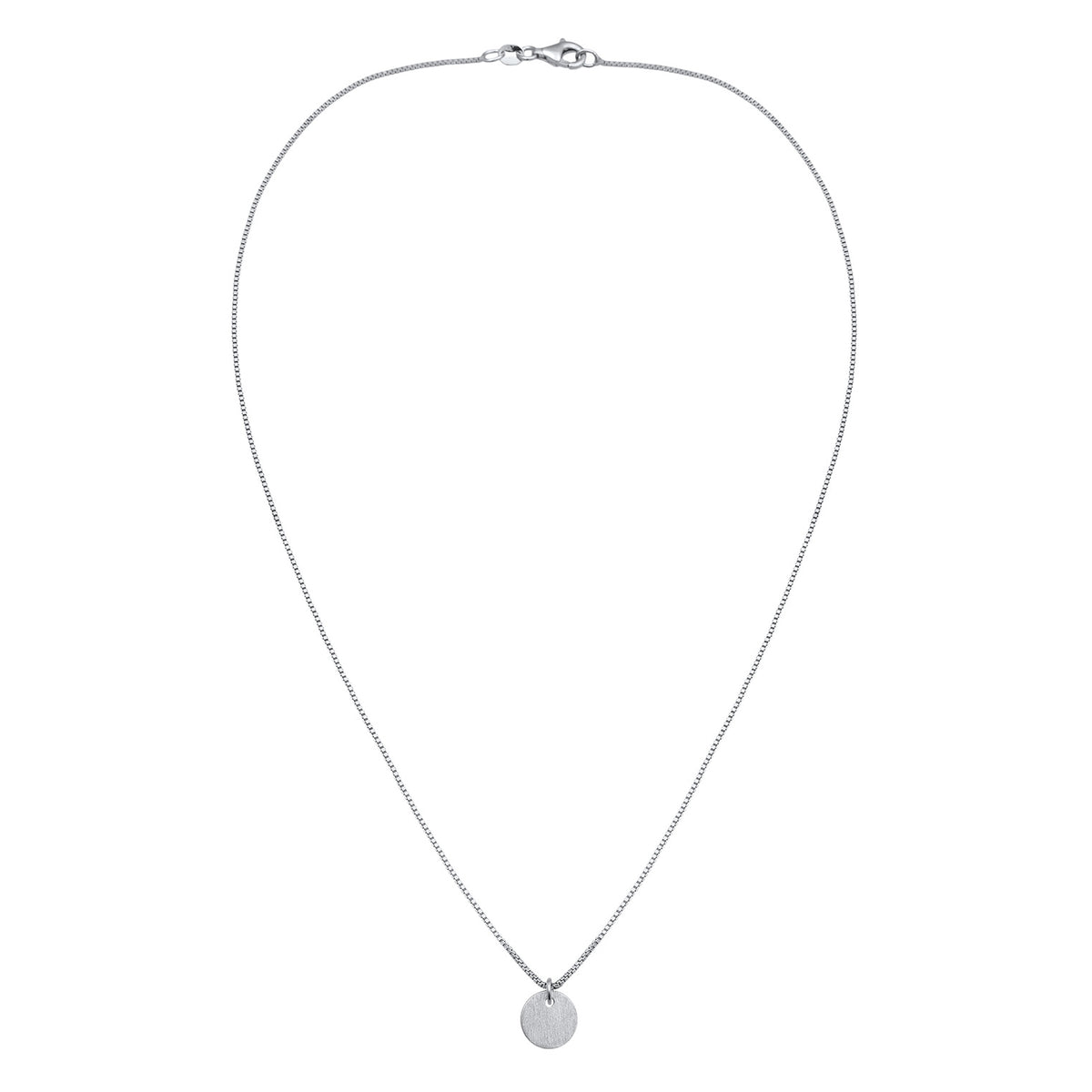 Silber - Elli | Halskette Plättchen Anhänger Matt | 925 Sterling Silber