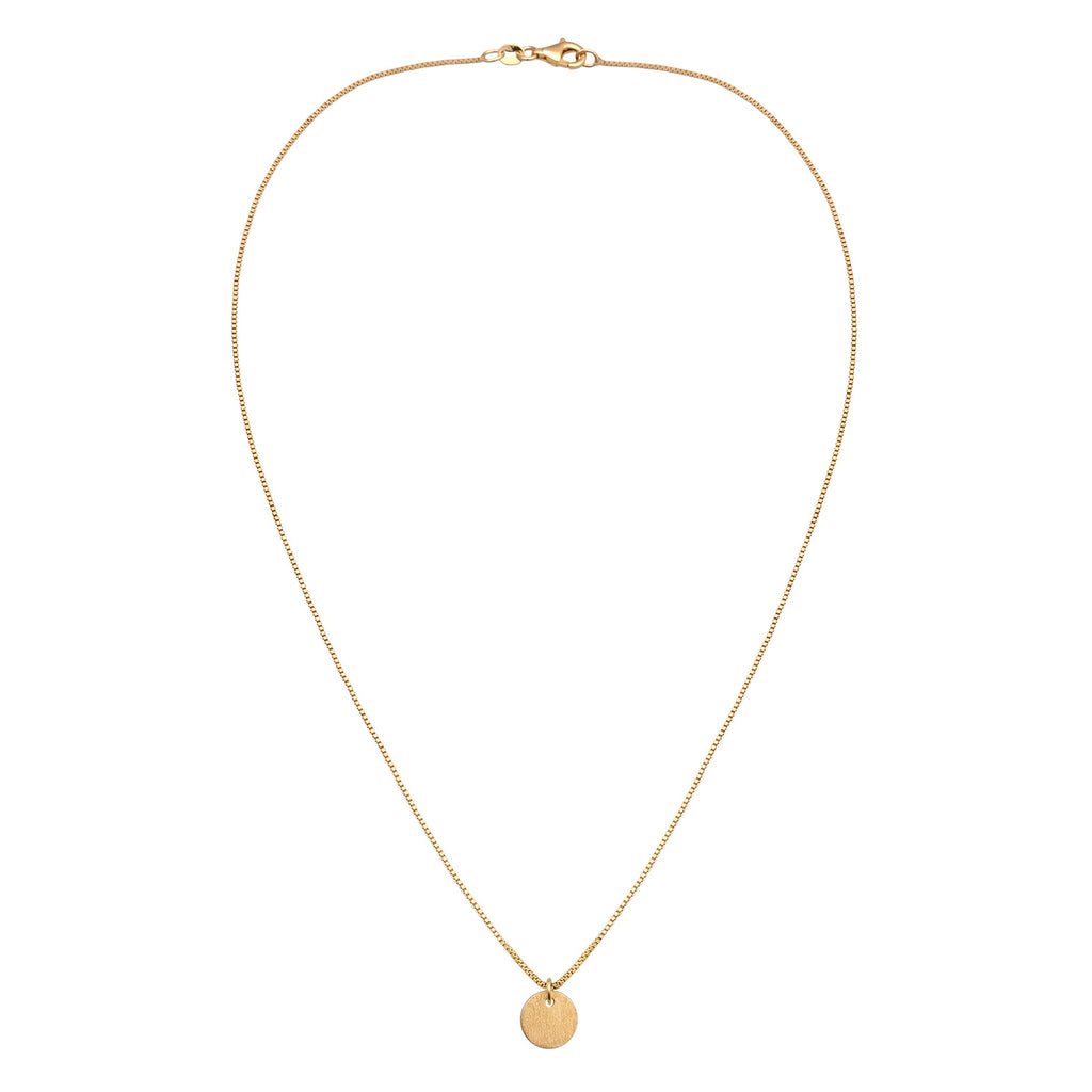 Gold - Elli | Halskette Plättchen Anhänger Matt | 925 Sterling Silber vergoldet