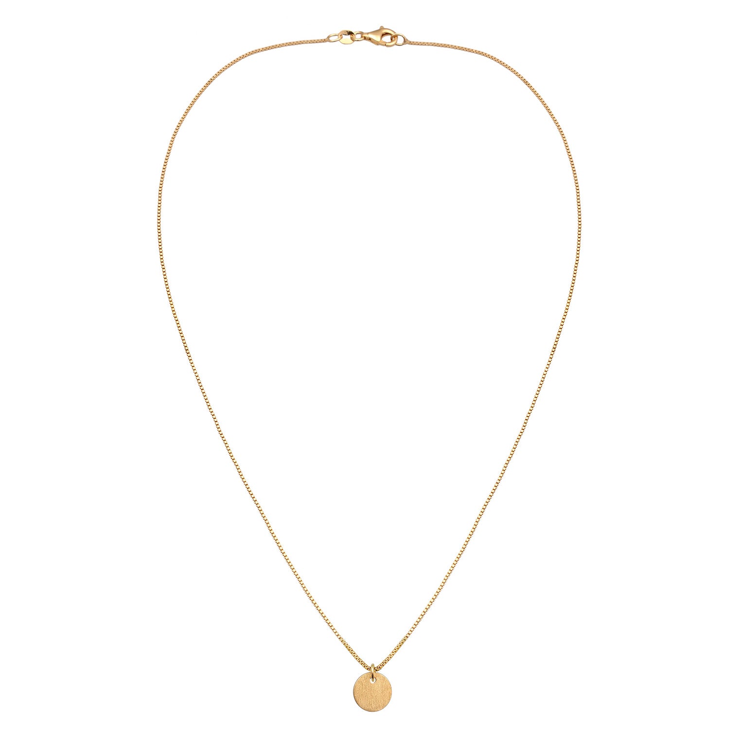 Gold - Elli | Halskette Plättchen Anhänger Matt | 925 Sterling Silber vergoldet