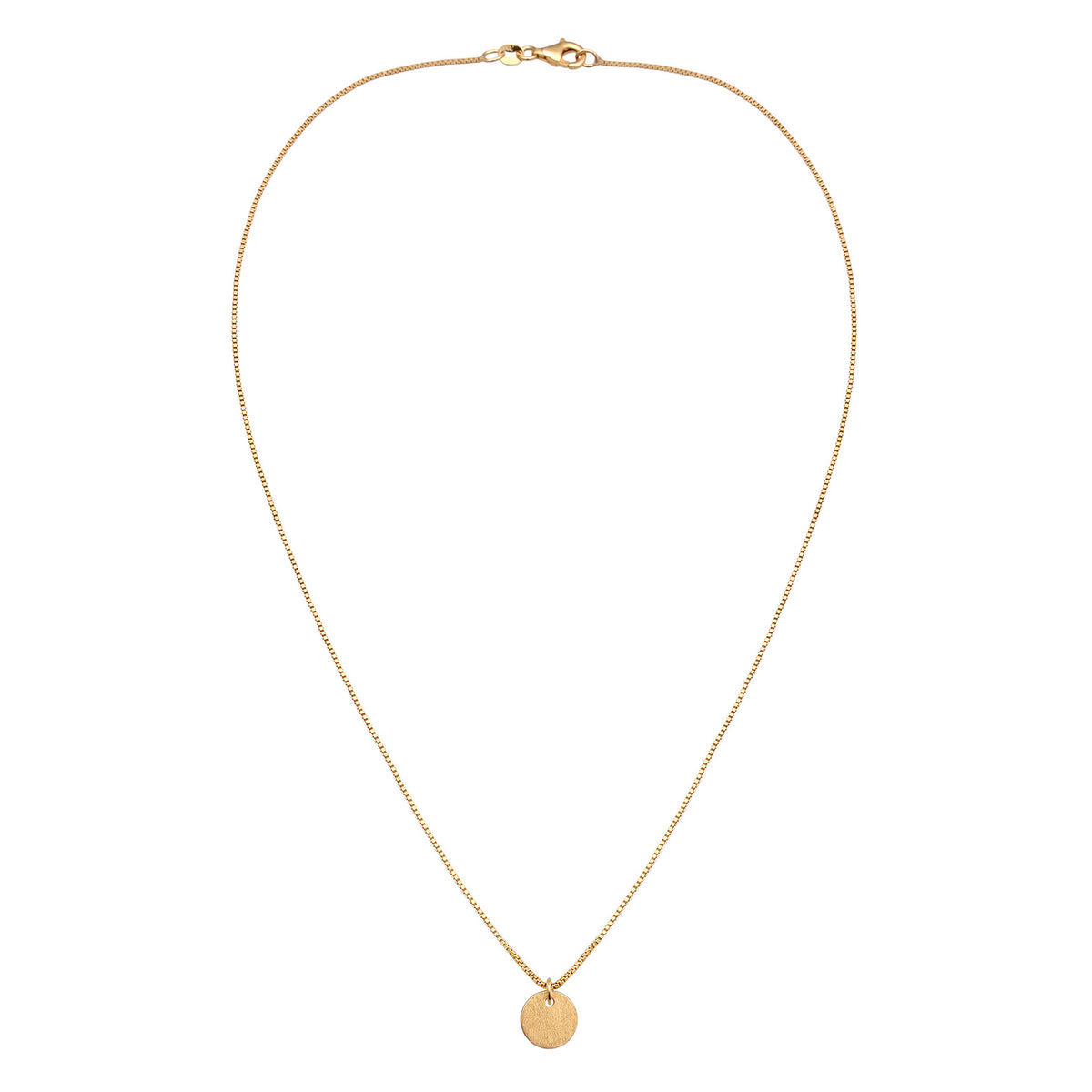 Gold - Elli | Halskette Plättchen Anhänger Matt | 925 Sterling Silber vergoldet