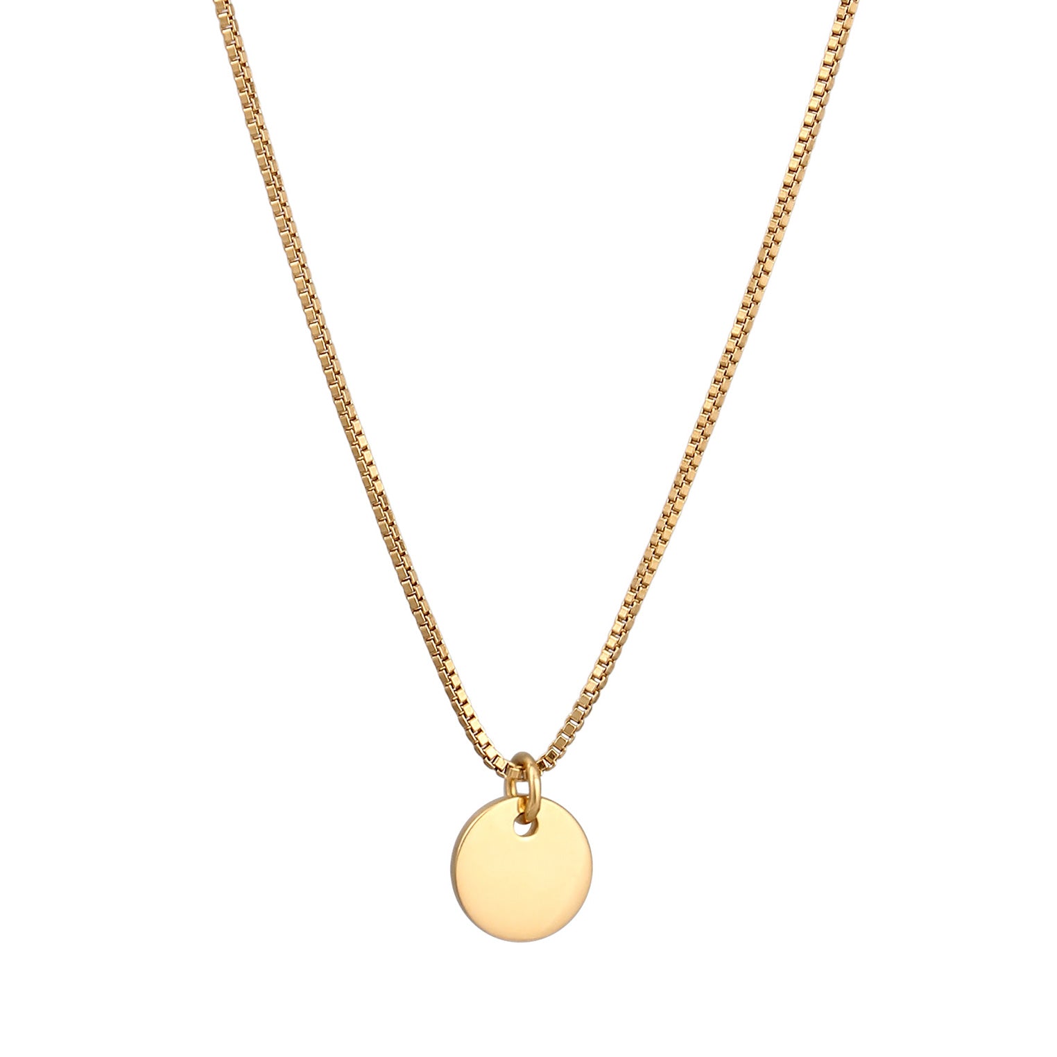 Gold - Elli | Halskette Plättchen Anhänger Matt | 925 Sterling Silber vergoldet