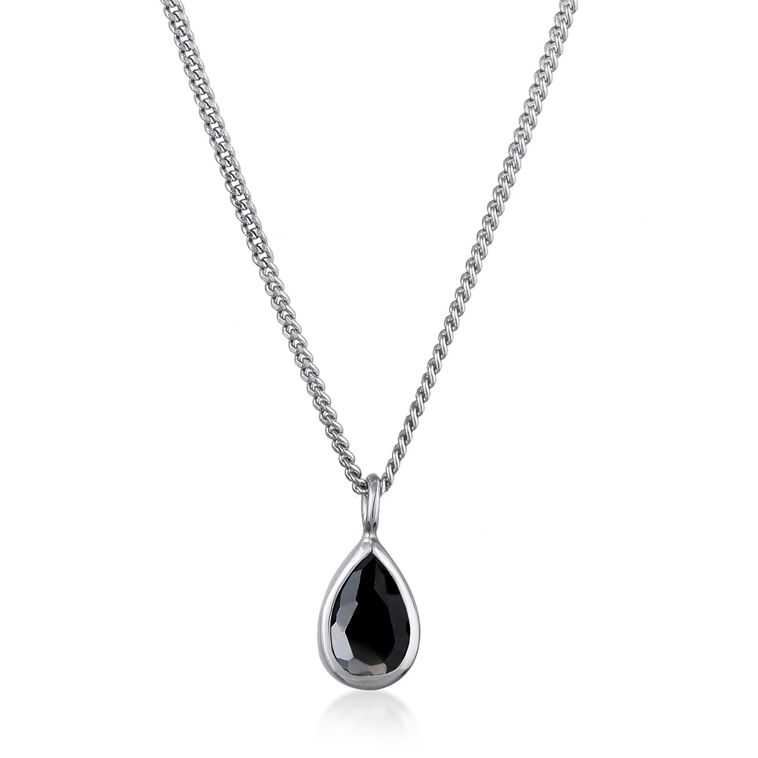 Schwarz - Elli | Halskette Tropfen | Zirkonia (Schwarz) | 925er Sterling Silber