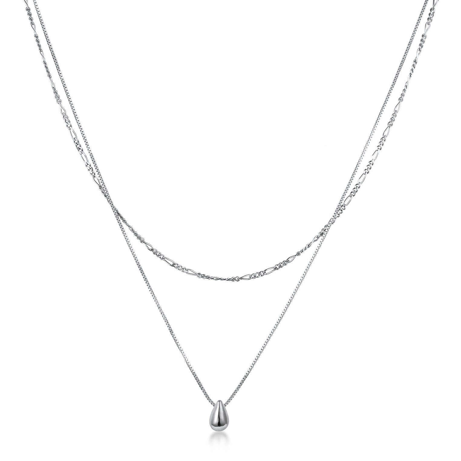 Silber - Elli | Layer-Halskette Tropfen | 925 Sterling Silber