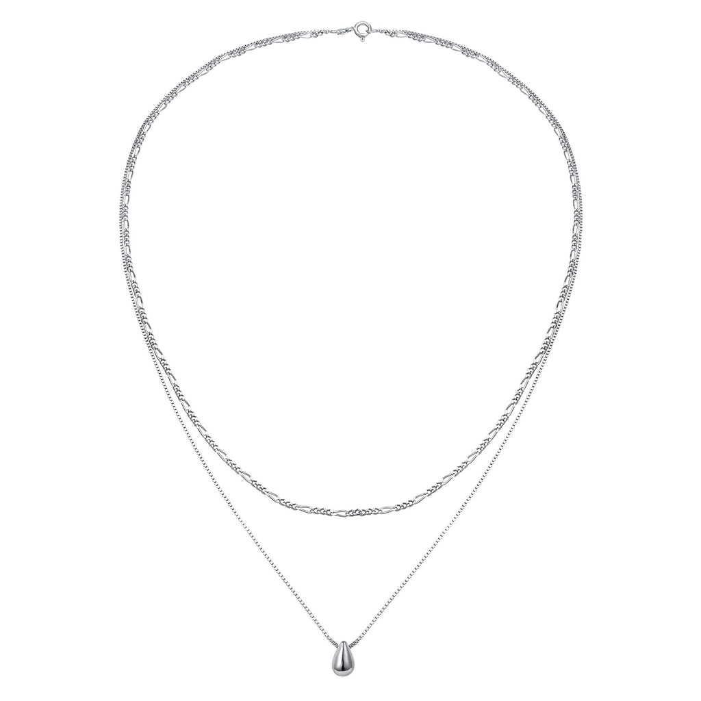 Silber - Elli | Layer-Halskette Tropfen | 925 Sterling Silber