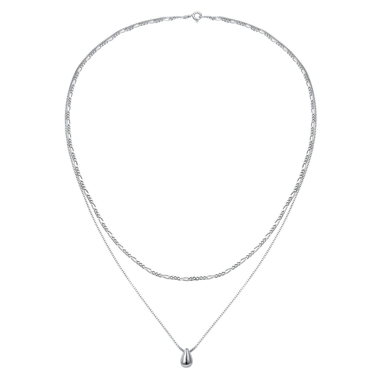 Silber - Elli | Layer-Halskette Tropfen | 925 Sterling Silber