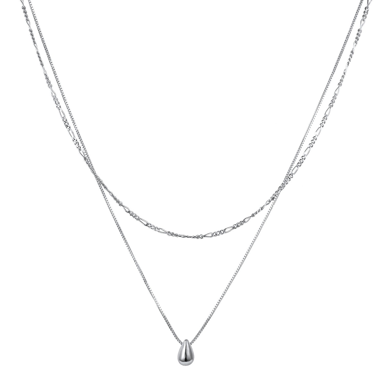 Silber - Elli | Layer-Halskette Tropfen | 925 Sterling Silber