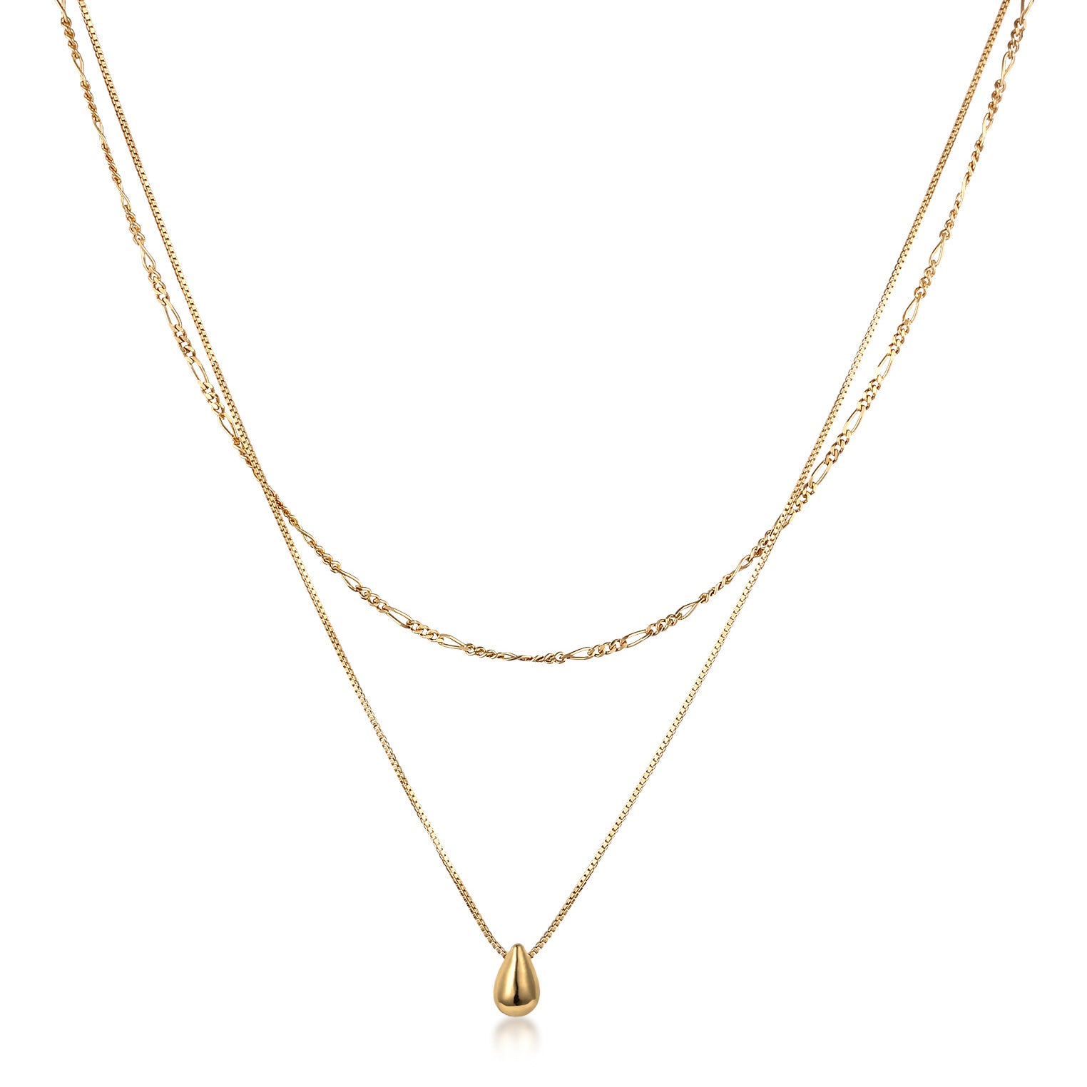 Gold - Elli | Layer-Halskette Tropfen | 925 Sterling Silber vergoldet