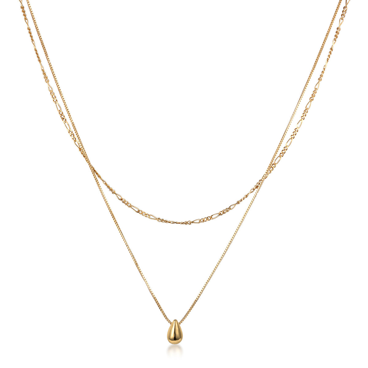 Gold - Elli | Layer-Halskette Tropfen | 925 Sterling Silber vergoldet