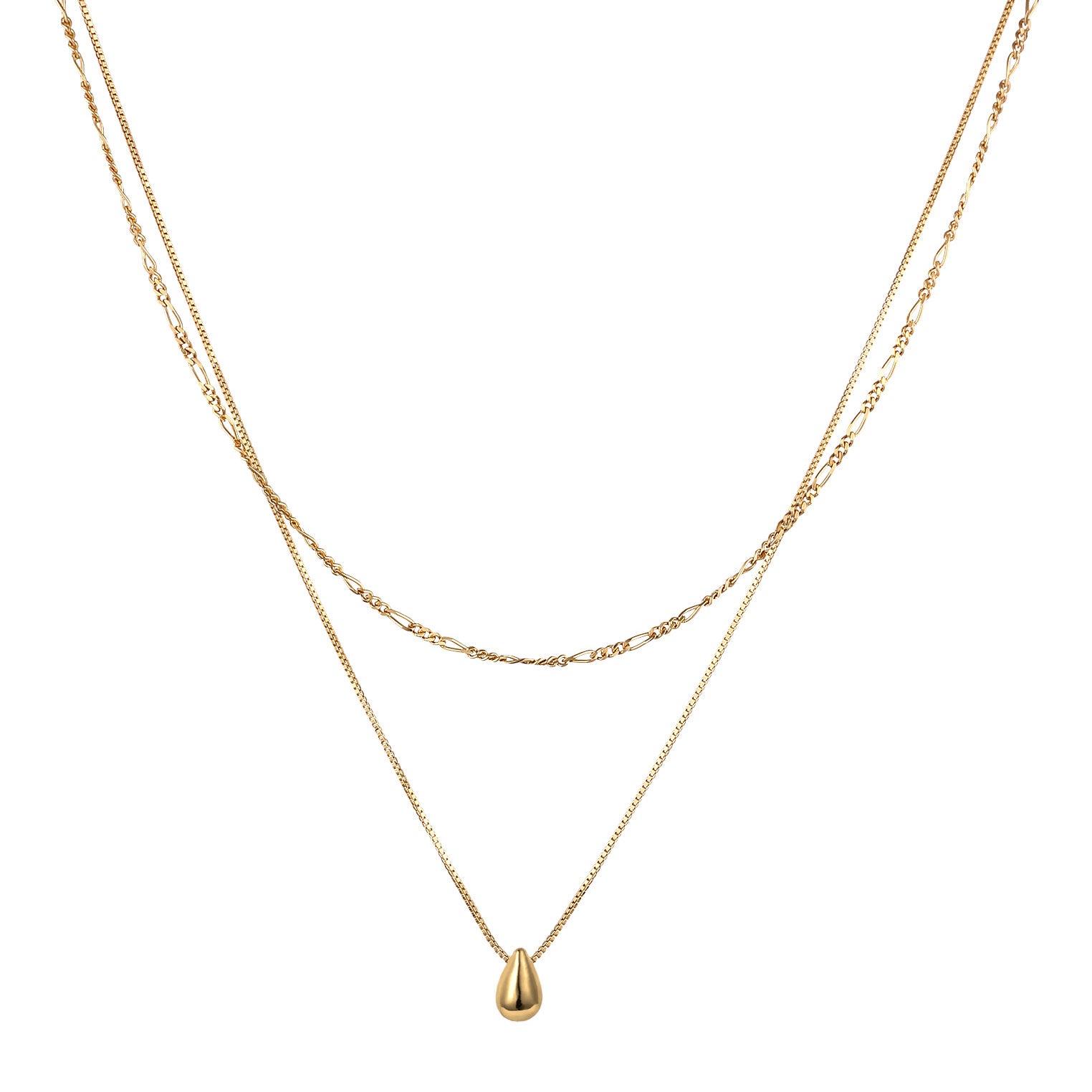 Gold - Elli | Layer-Halskette Tropfen | 925 Sterling Silber vergoldet