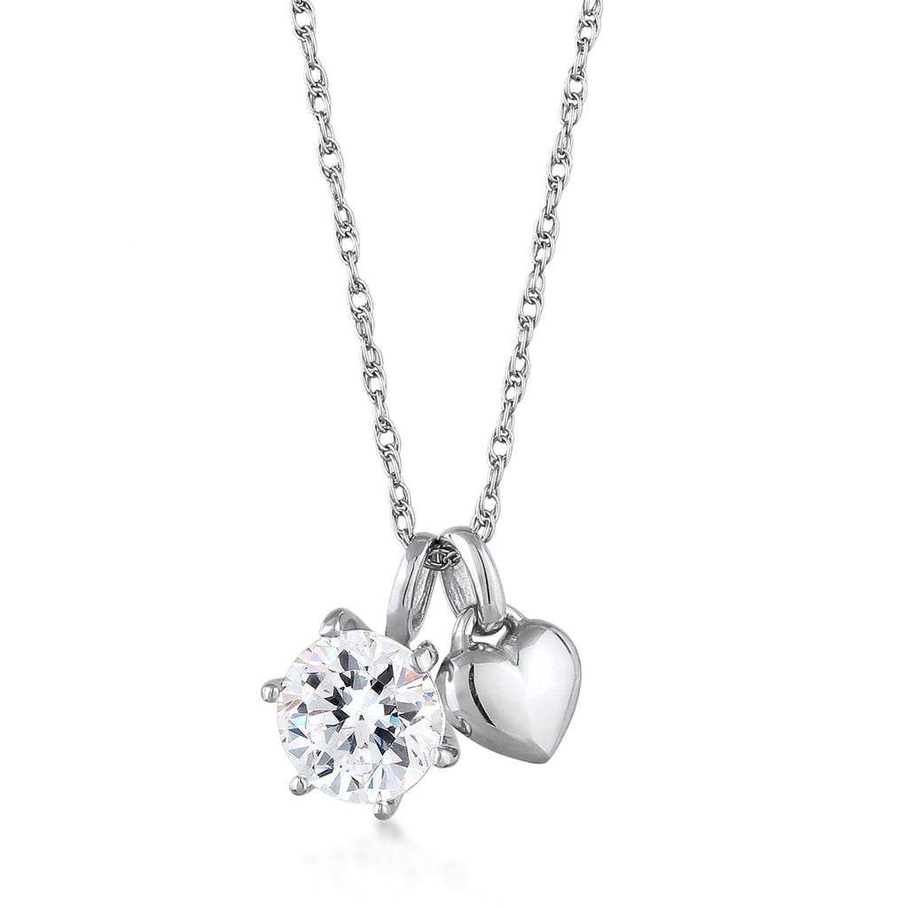 Silber - Elli | Halskette Herz | Mit Kristallen von Swarovski® (Weiß) | 925 Sterling Silber
