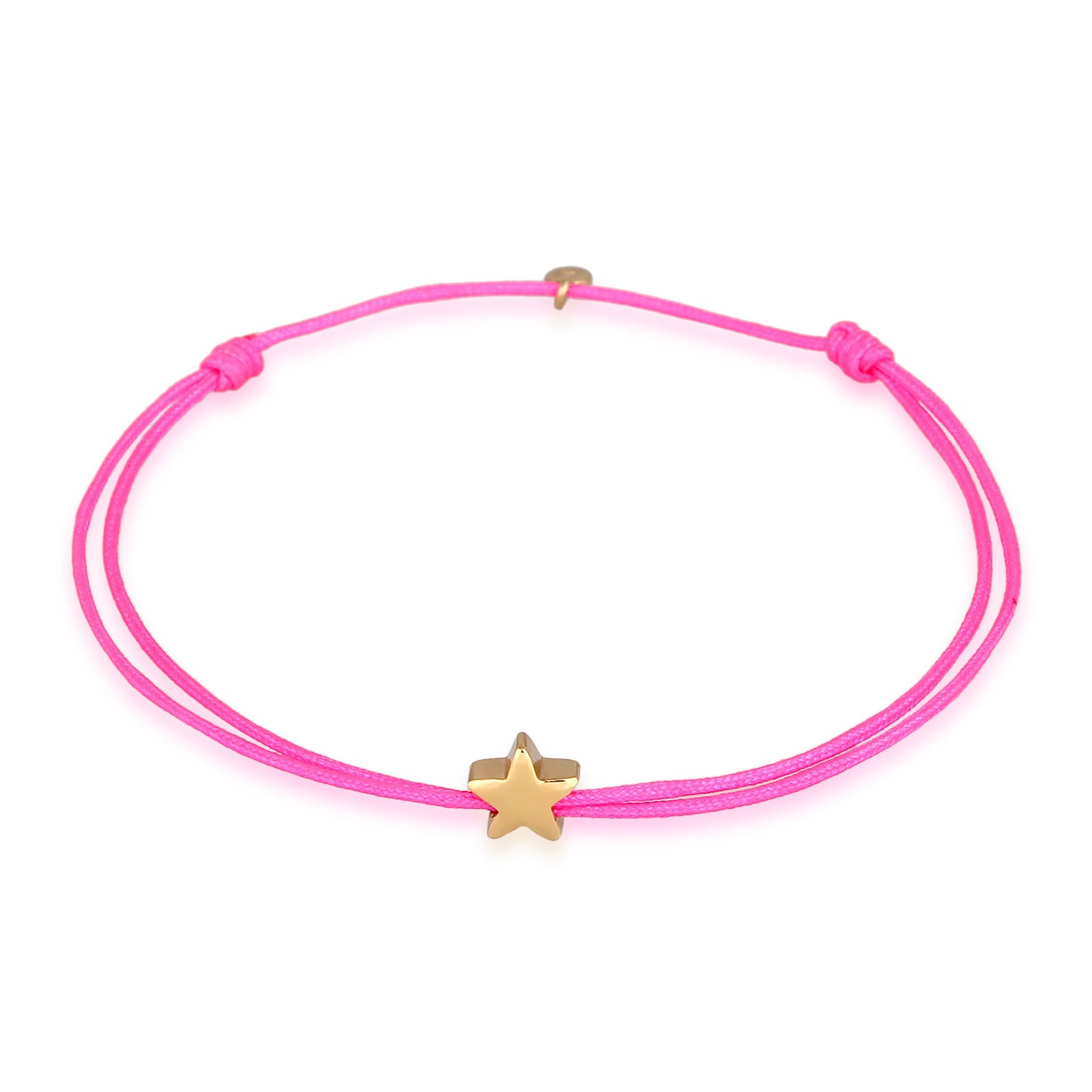 Pink - Elli | Armband Stern | Nylon (Pink) | 925 Sterling Silber vergoldet