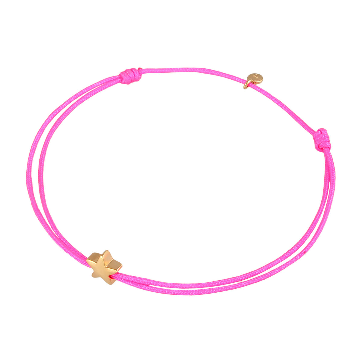 Pink - Elli | Armband Stern | Nylon (Pink) | 925 Sterling Silber vergoldet
