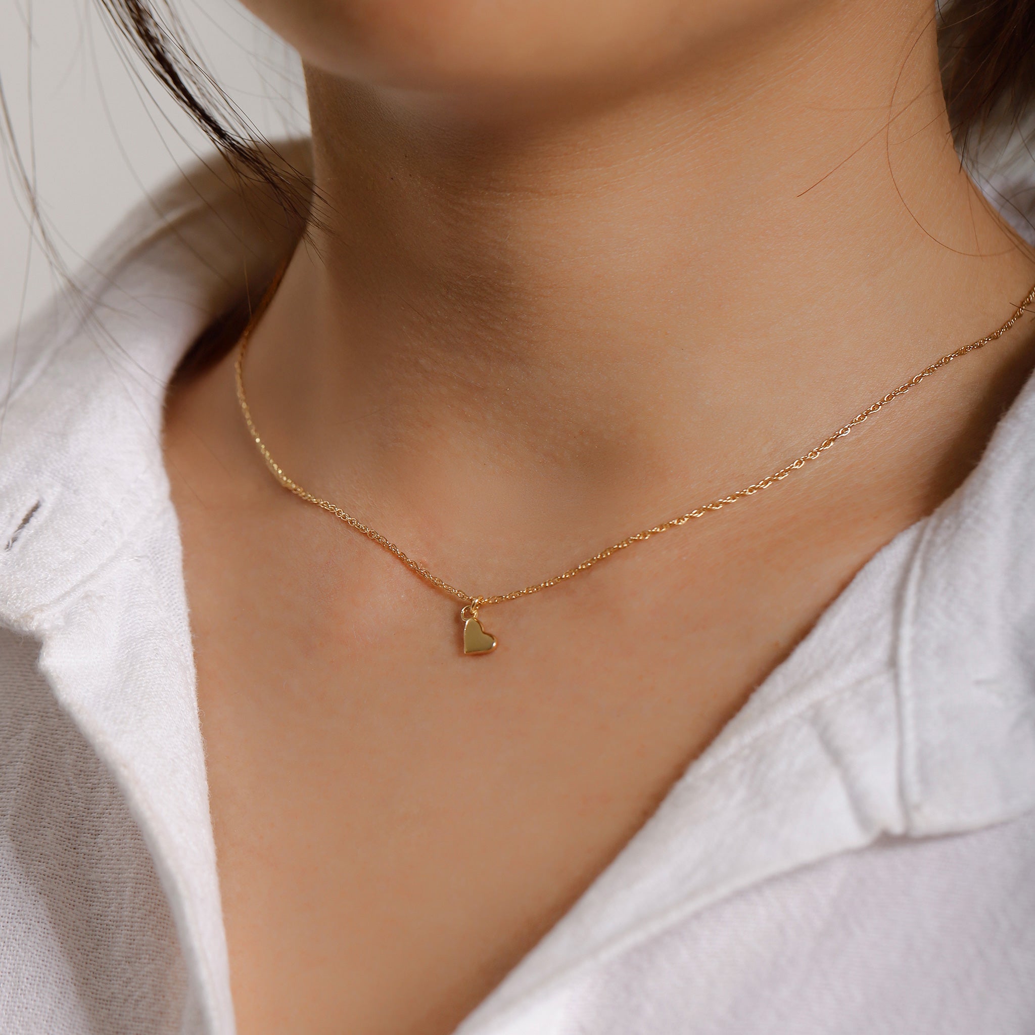 Gold - Elli | Halskette Herz-Anhänger | 925 Sterling Silber Vergoldet