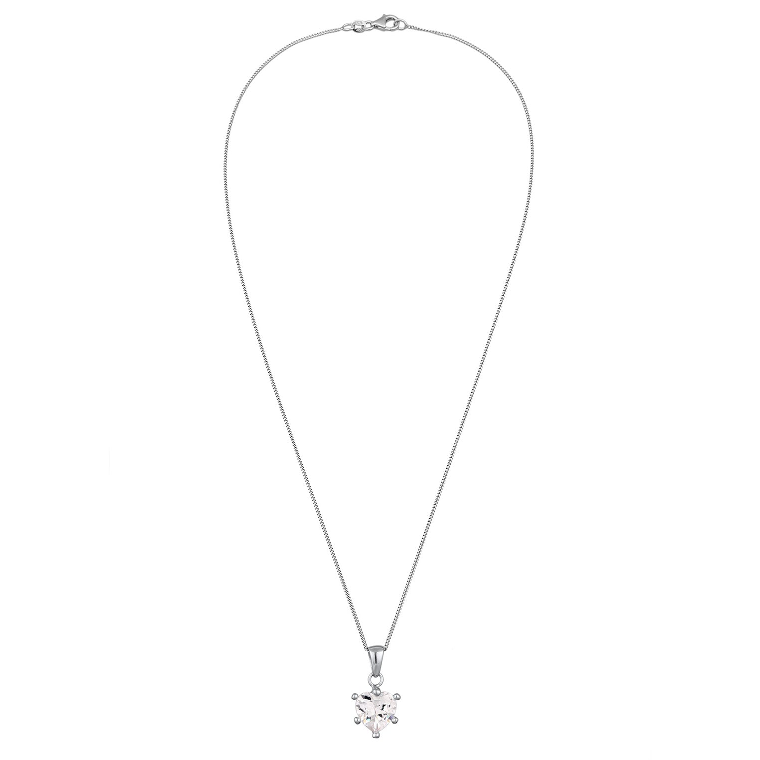 Silber - Elli | Halskette Herz | Zirkonia (Weiß) | 925 Sterling Silber