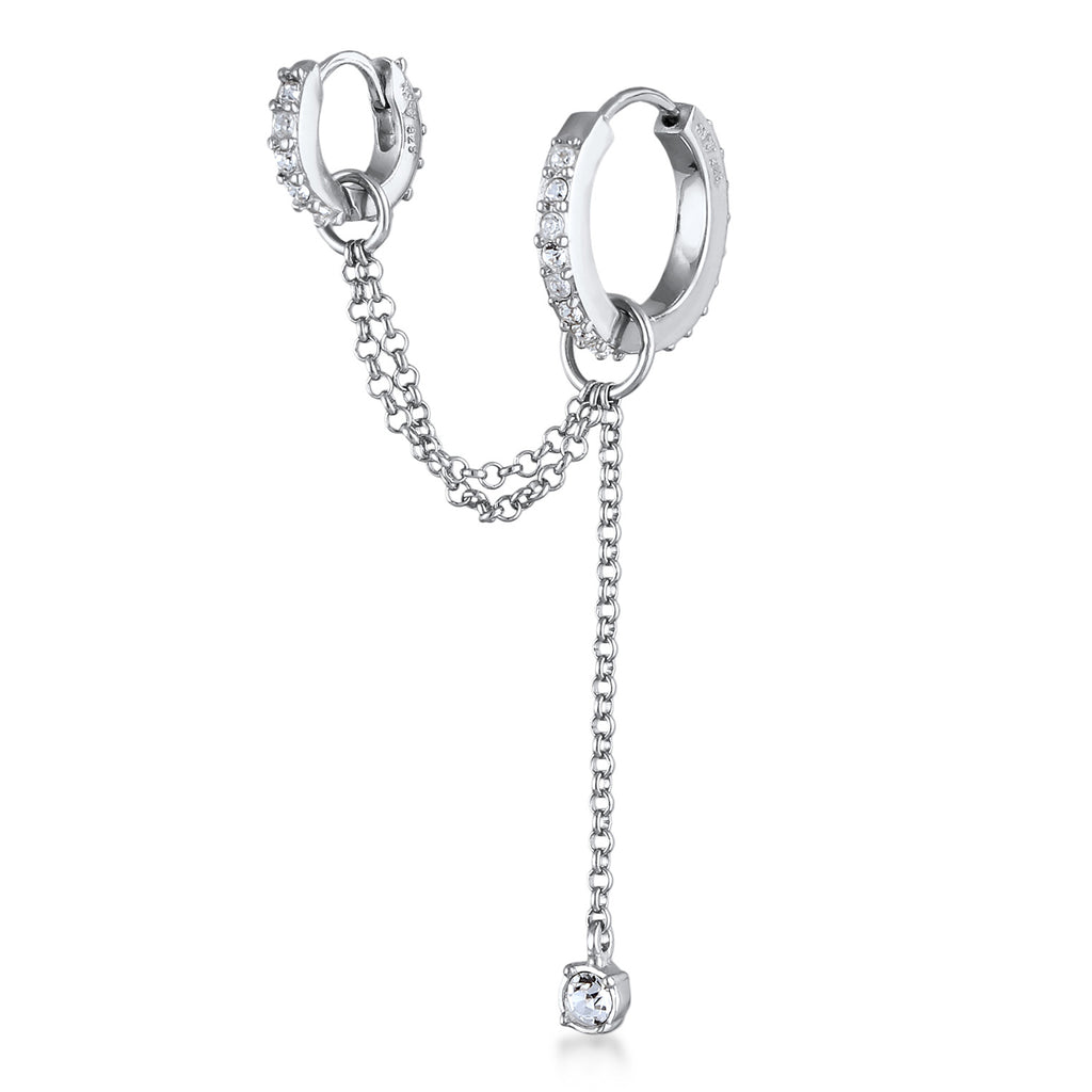 Silber - Elli | Creole Ear Chain | Mit Kristallen von Swarovski® (Weiß) | 925 Sterling Silber