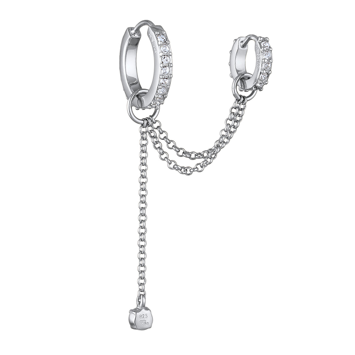 Silber - Elli | Creole Ear Chain | Mit Kristallen von Swarovski® (Weiß) | 925 Sterling Silber