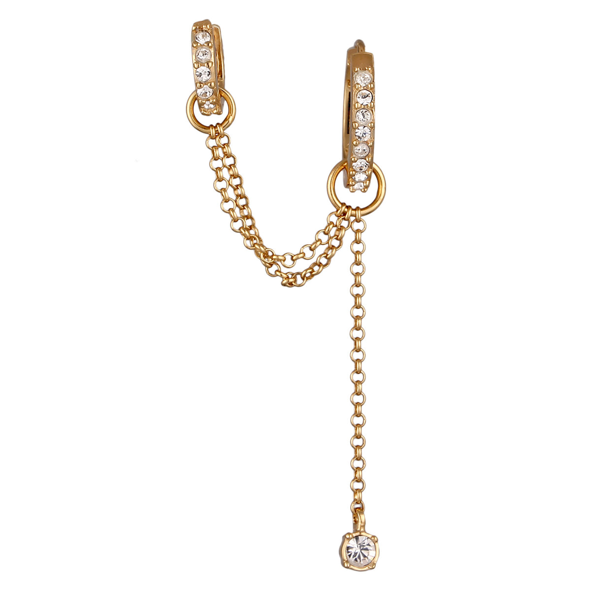 Gold - Elli | Creole Ear Chain | Mit Kristallen von Swarovski® (Weiß) | 925 Sterling Silber vergoldet