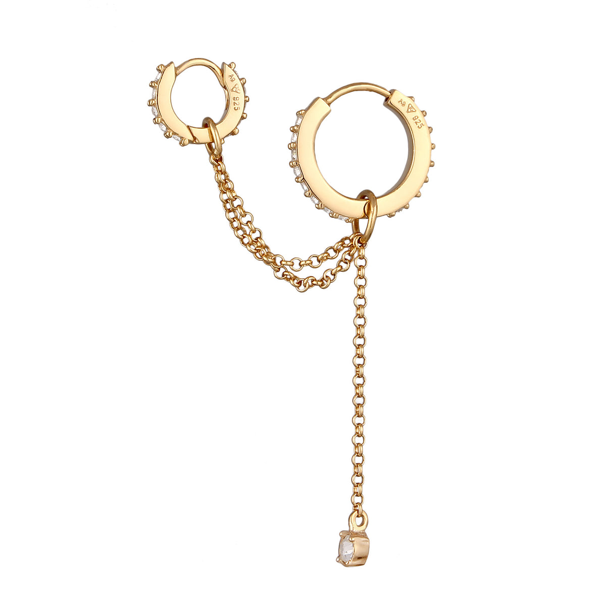 Gold - Elli | Creole Ear Chain | Mit Kristallen von Swarovski® (Weiß) | 925 Sterling Silber vergoldet