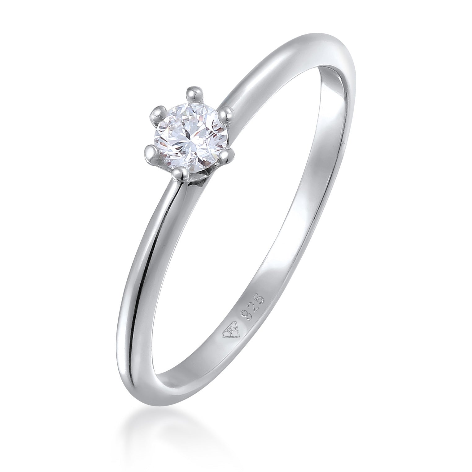 Silber - Elli DIAMONDS | Solitär-Ring | Laborgezüchteter Diamant (Weiß, 0.034 ct) | 925 Sterling Silber