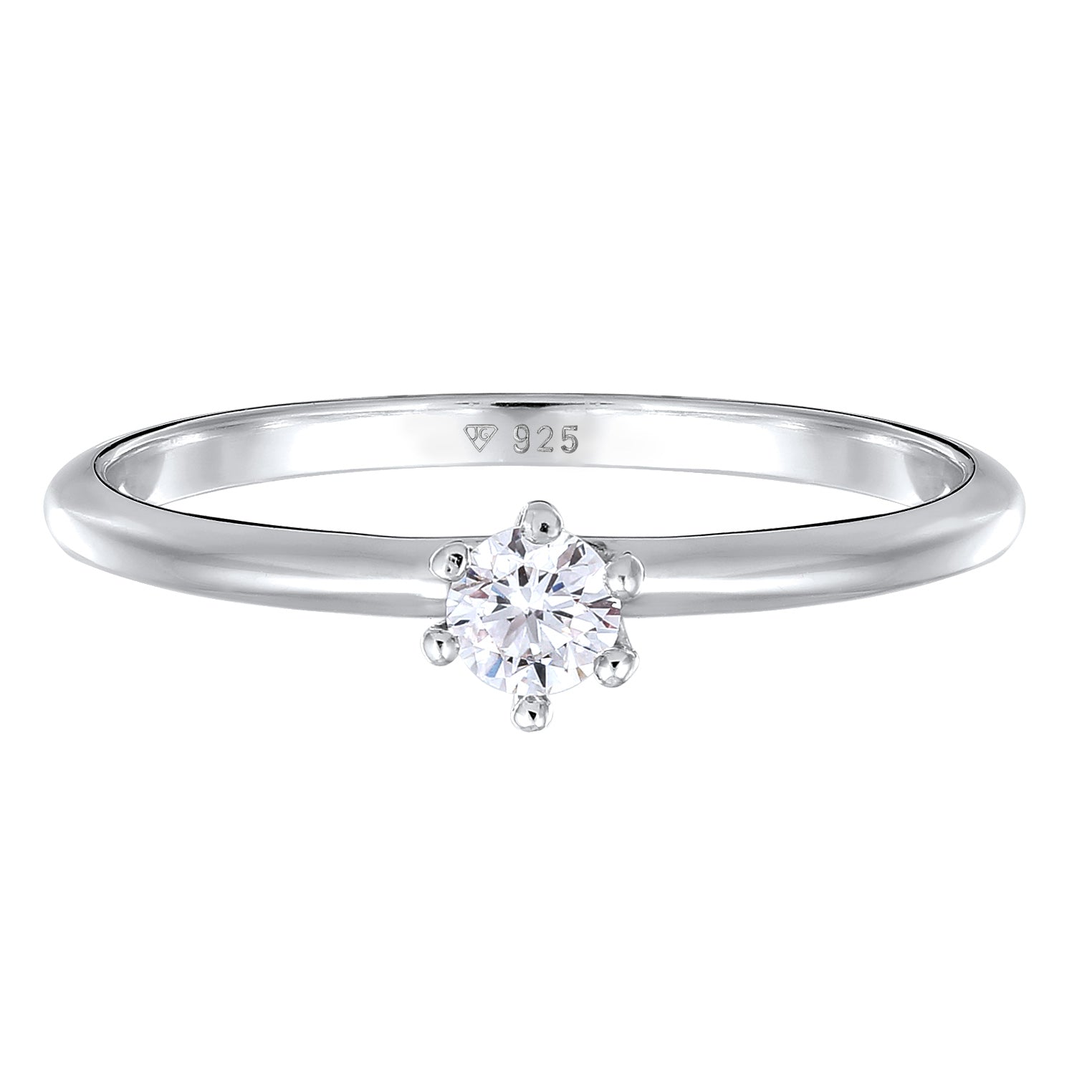 Silber - Elli DIAMONDS | Solitär-Ring | Laborgezüchteter Diamant (Weiß, 0.034 ct) | 925 Sterling Silber