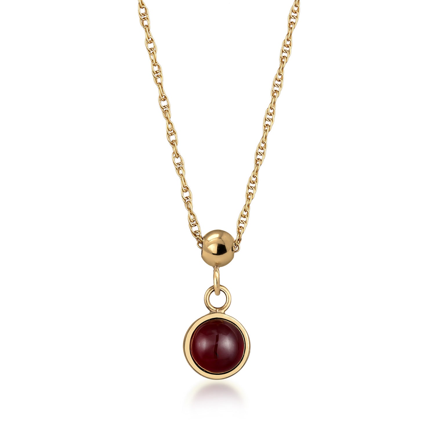 Gold - Elli PREMIUM | Halskette Geburtsstein | Granat (Rot) | 925 Sterling Silber vergoldet