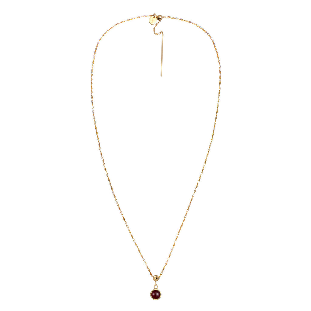 Rot - Elli PREMIUM | Halskette Geburtsstein Januar | Granat (Rot) | 925 Sterling Silber vergoldet