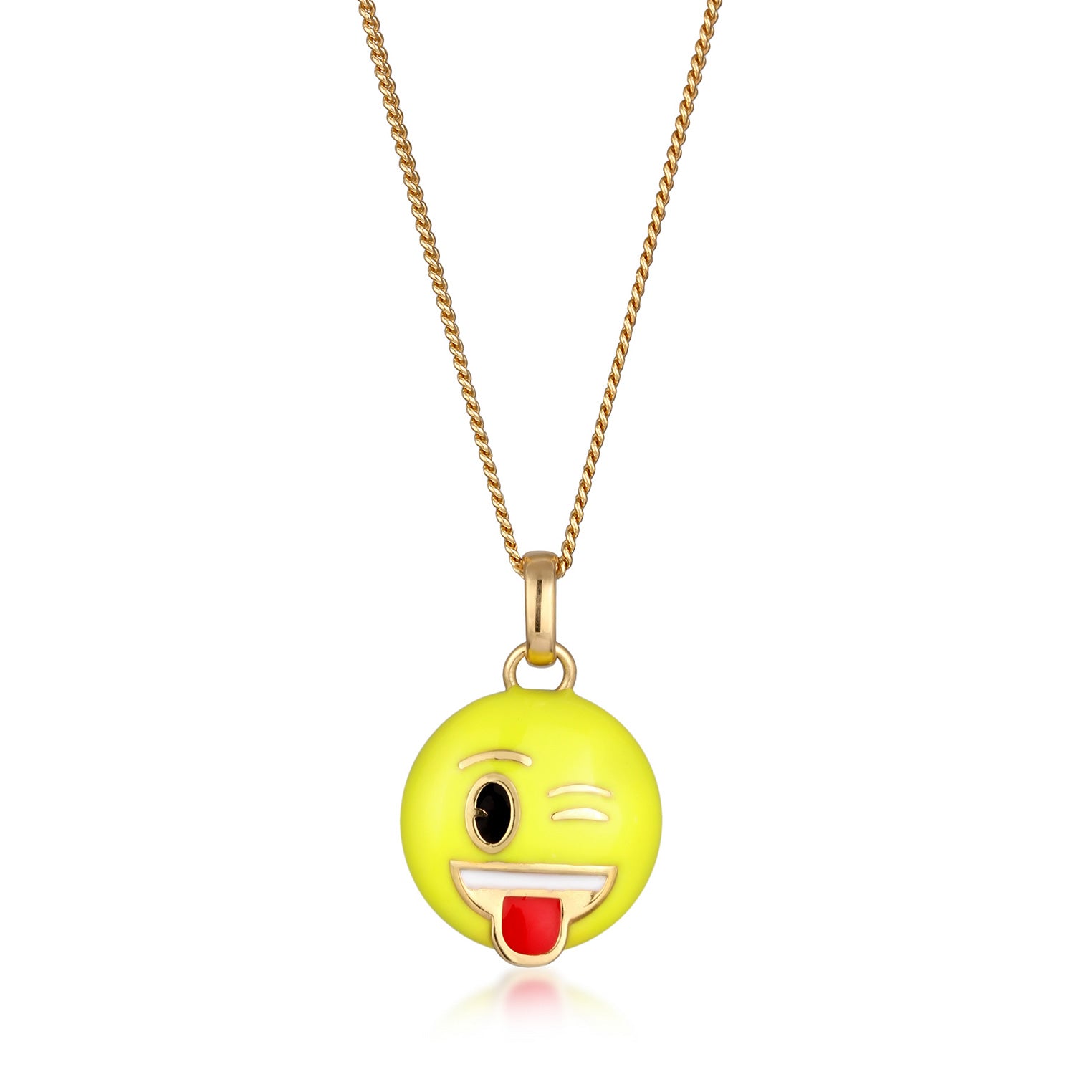 Gold - Elli | Halskette Smiling Face Emoji | Emaille (Gelb) | 925 Sterling Silber vergoldet