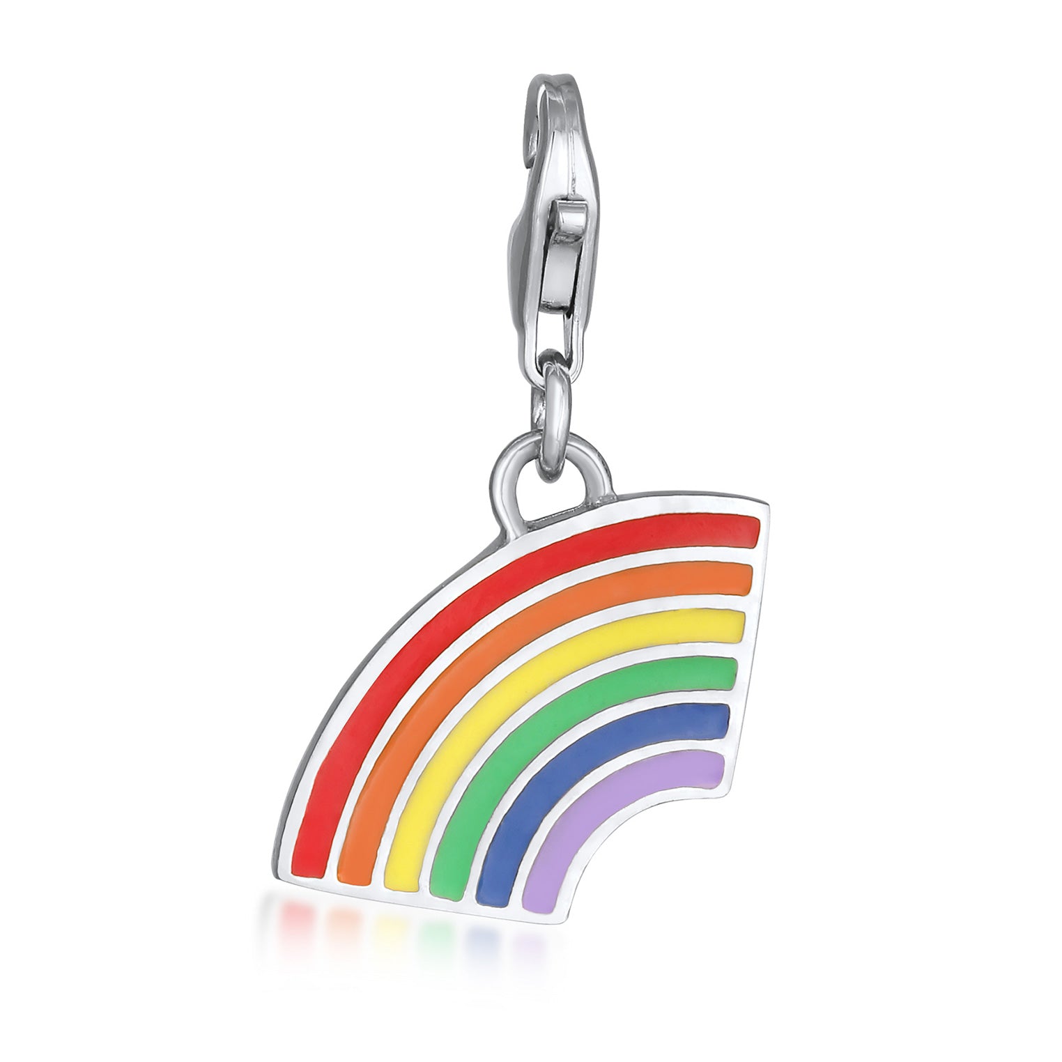 Silber - Elli | Charm Regenbogen Emoji | Emaille (Bunt) | 925 Sterling Silber