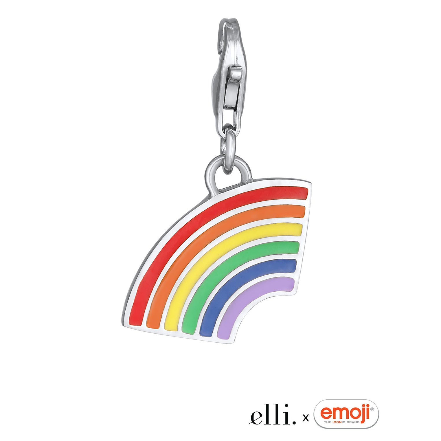 Silber - Elli | Charm Regenbogen Emoji | Emaille (Bunt) | 925 Sterling Silber