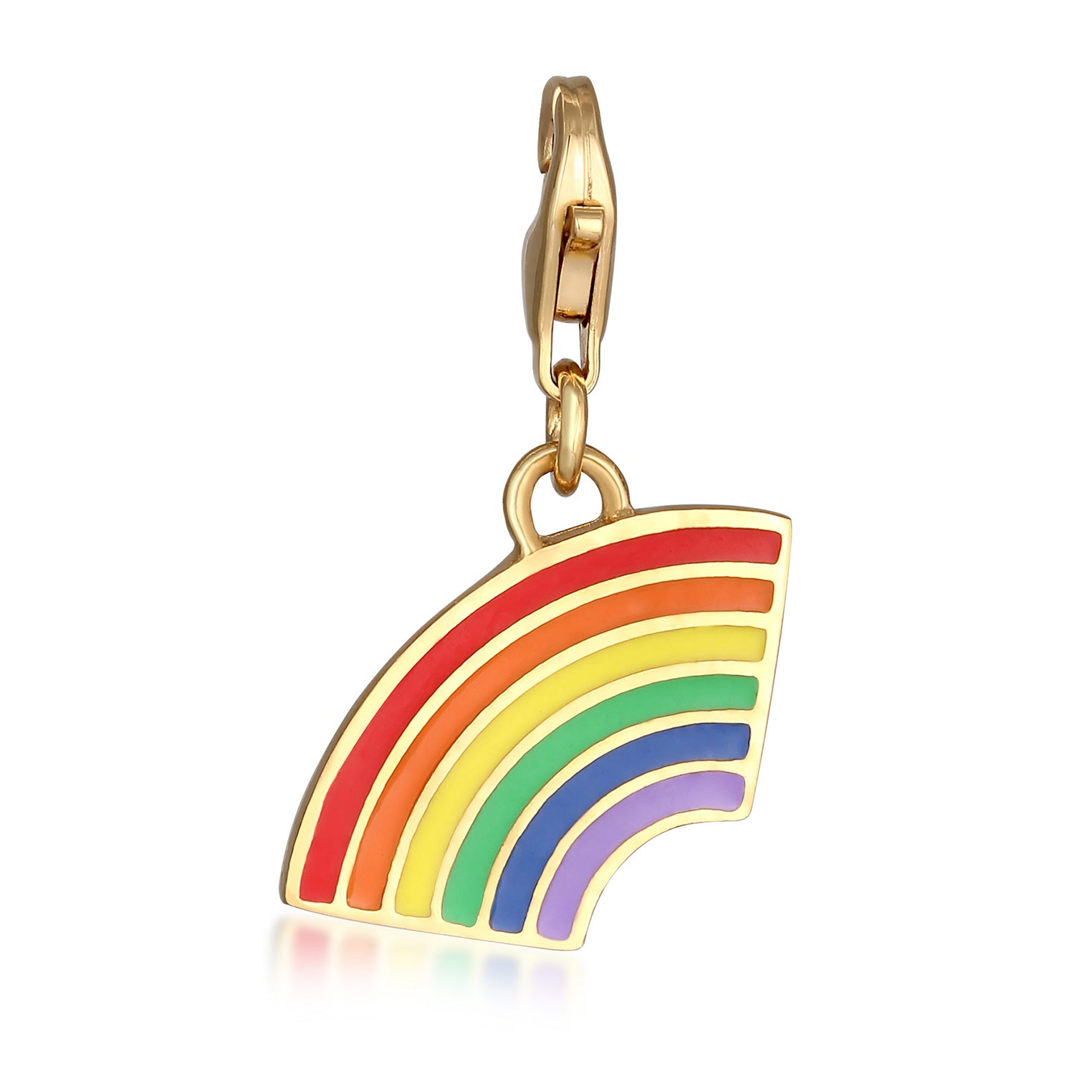 Gold - Elli | Charm Emoji Regenbogen | Emaille (Bunt) | 925 Sterling Silber vergoldet