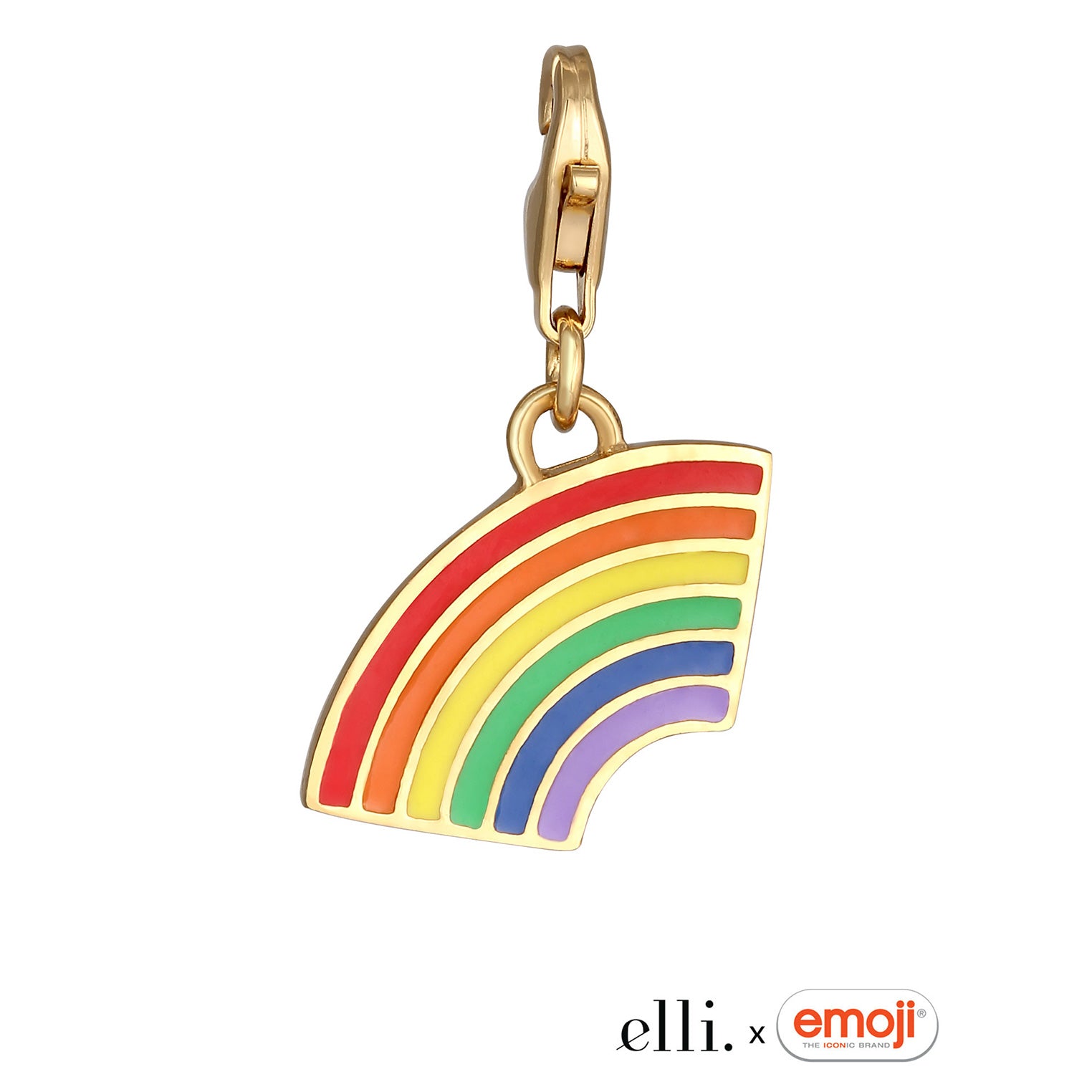 Gold - Elli | Charm Emoji Regenbogen | Emaille (Bunt) | 925 Sterling Silber vergoldet