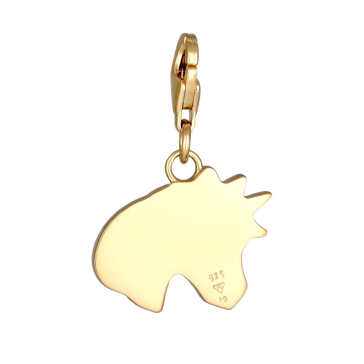 Gold - Elli | Charm Einhorn Emoji | Emaille (Bunt) | 925 Sterling Silber vergoldet