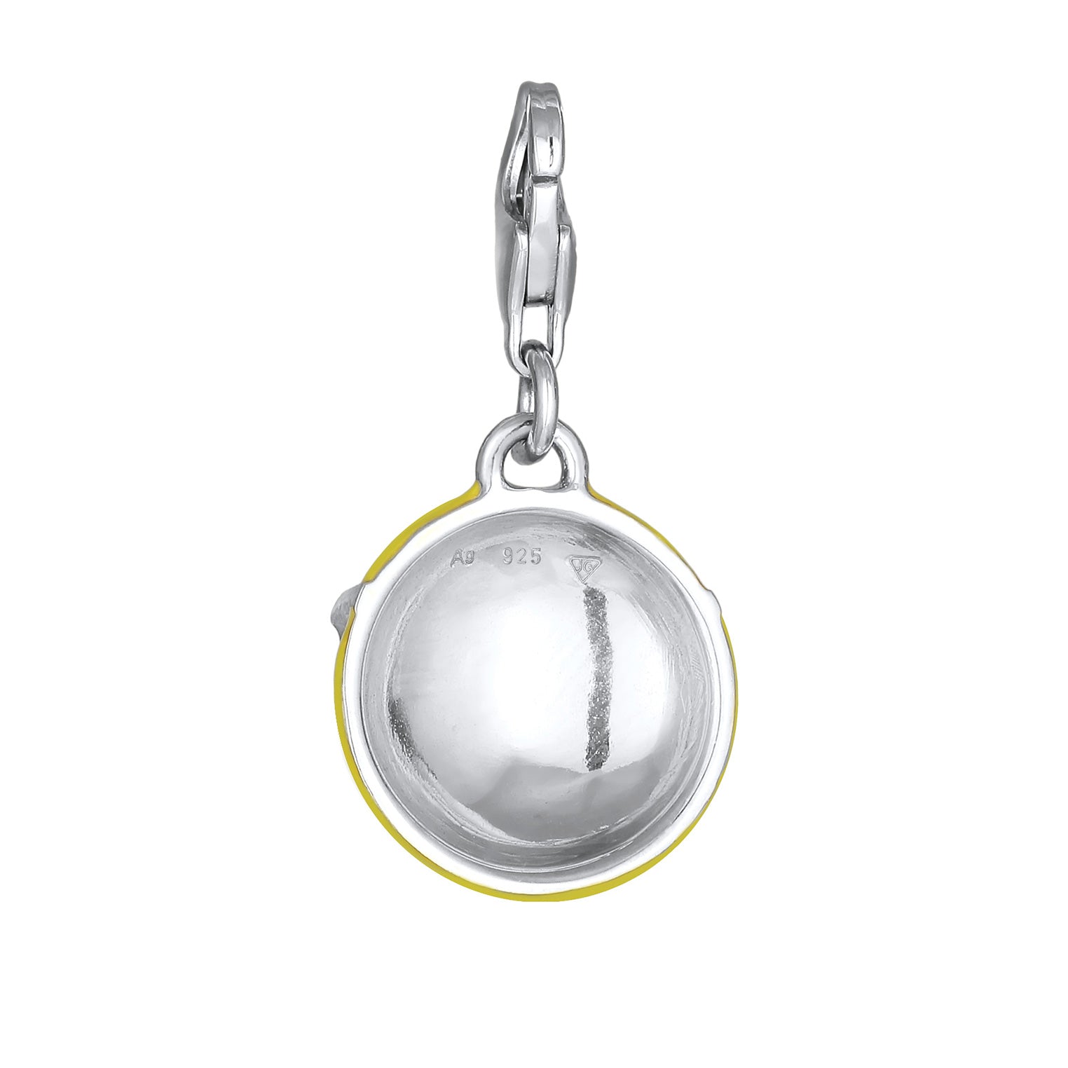 Silber - Elli | Charm Emoji Smiling Face Cool | Emaille (Gelb) | 925 Sterling Silber