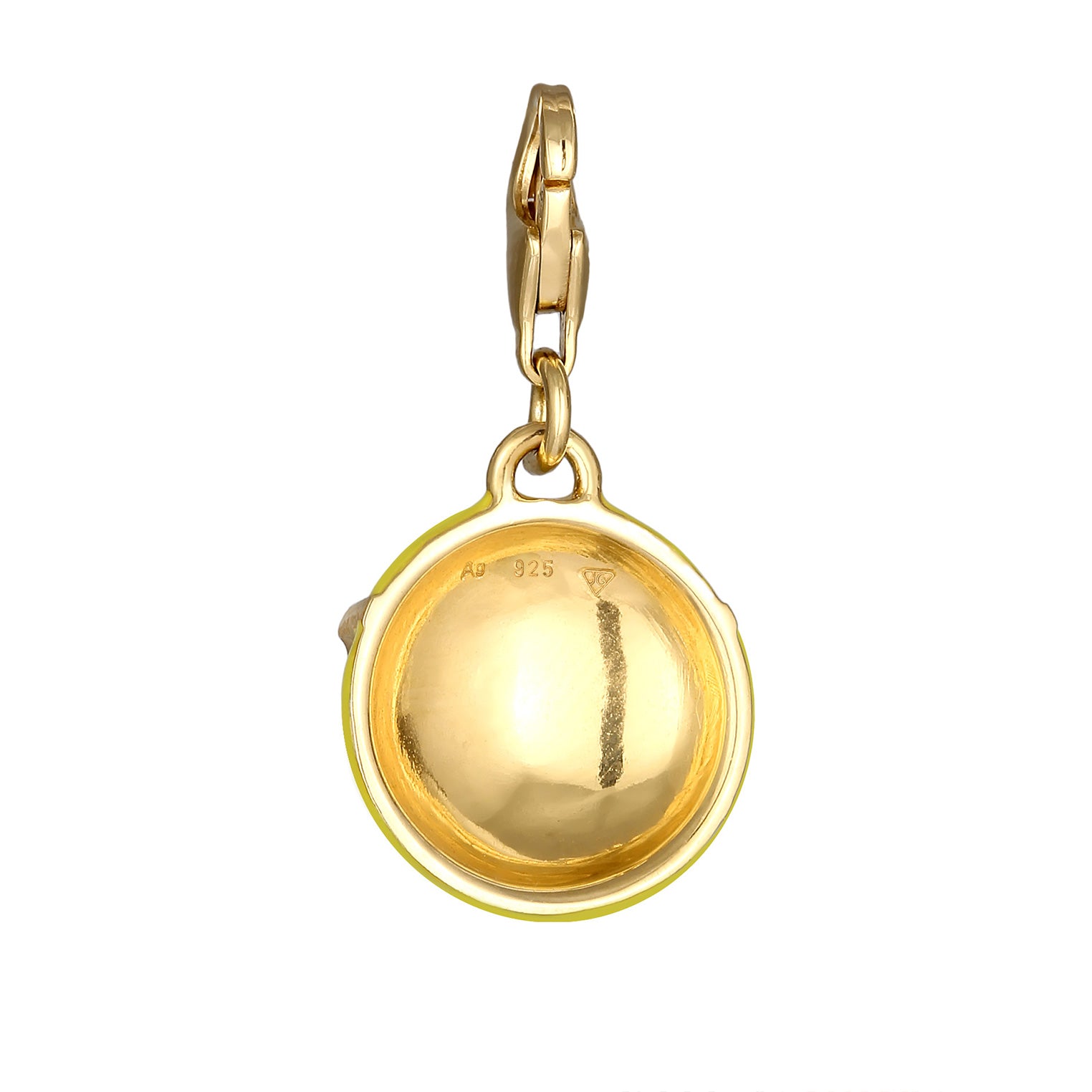 Gold - Elli | Charm Emoji Smiling Face Cool | Emaille (Gelb) | 925 Sterling Silber vergoldet