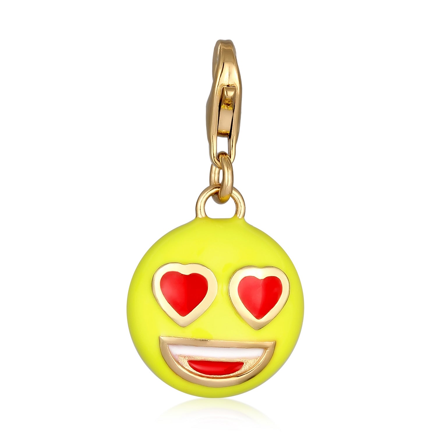 Gold - Elli | Charm Smiling Face Herzen | Emaille (Gelb) | 925 Sterling Silber vergoldet