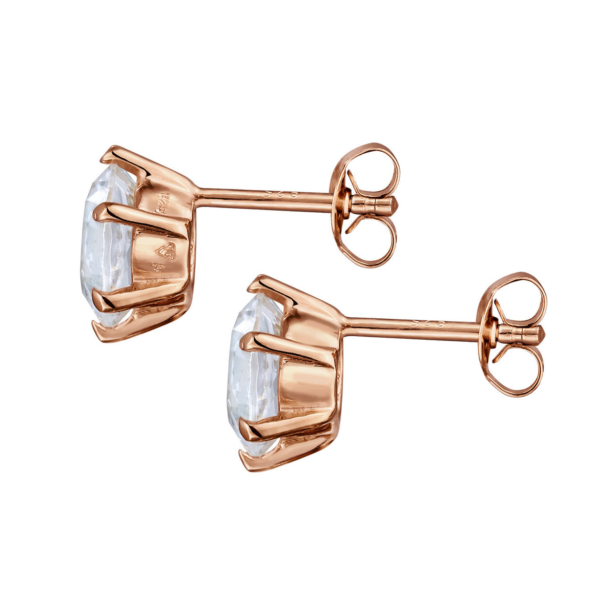 Roségold - Elli | Ohrstecker Basic | Glas Kristalle (Weiß) | 925 Sterling Silber Rosévergoldet