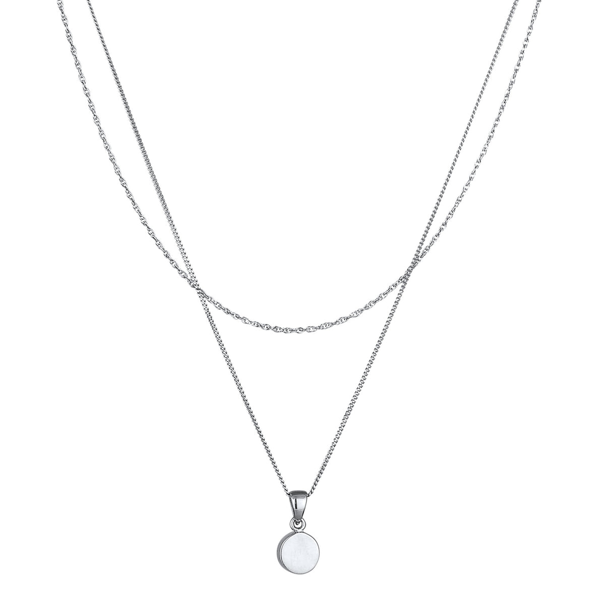 Silber - Elli | Layer-Halskette | Mondstein (Weiß) | 925 Sterling Silber